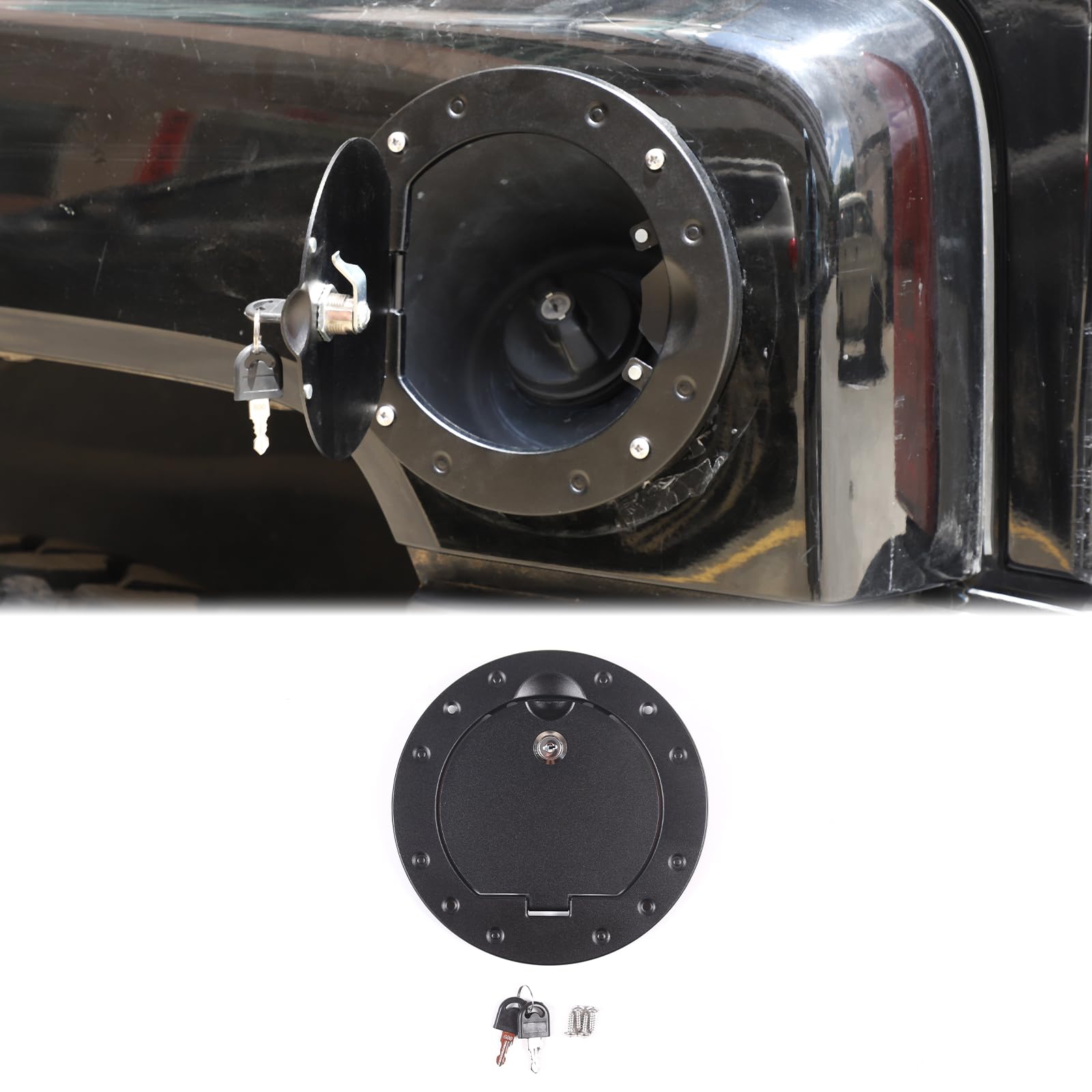 PIUGILH Locking Fuel Filler Tank Door Fit for Hummer H3 2005-2009 Exterior Accessories, Black Lock Gas Tank Cap Cover (Black)