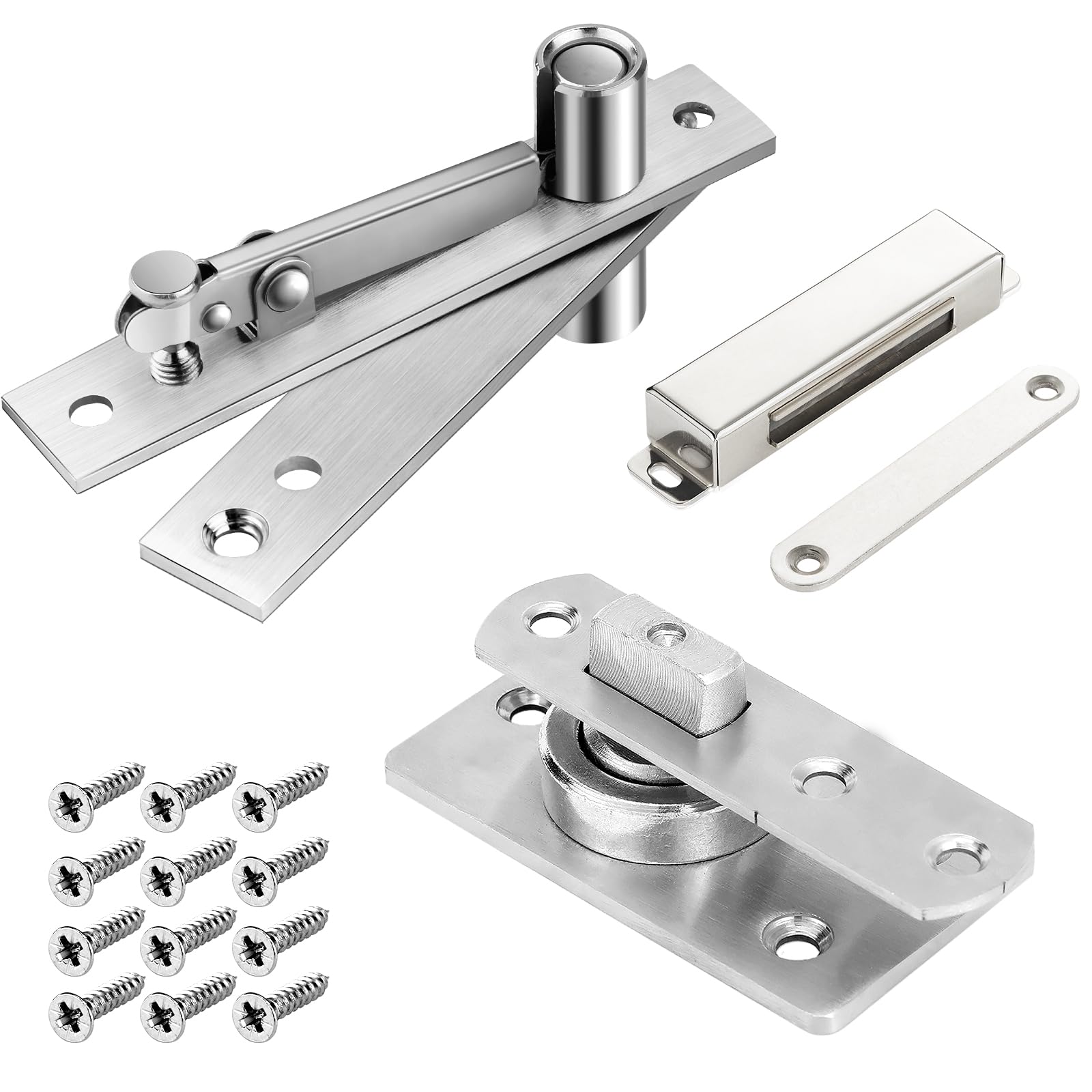 330 LBS Pivot Hinge Set with Magnetic Door Catch for Large & Heavy Wood Doors – HBL’ Hidden Pivot Door Hardware for Bookshelves, Built-in Ball Bearings for Smooth & Quiet Operation.