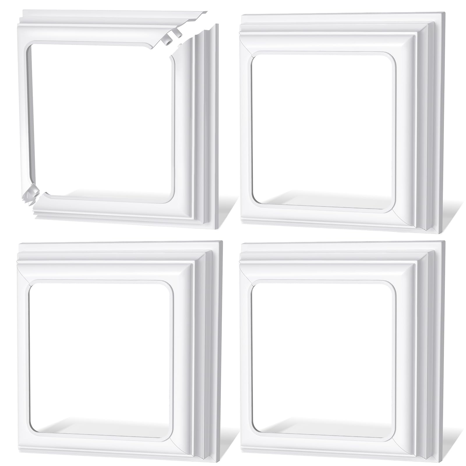 Thyle Vinyl Post Skirt Post Base Cover Column Wraps for Porch Deck Base Vinyl Sleeve White Trim for Wood Hand and Stair Rails(4 Pcs,5x5 Inches)