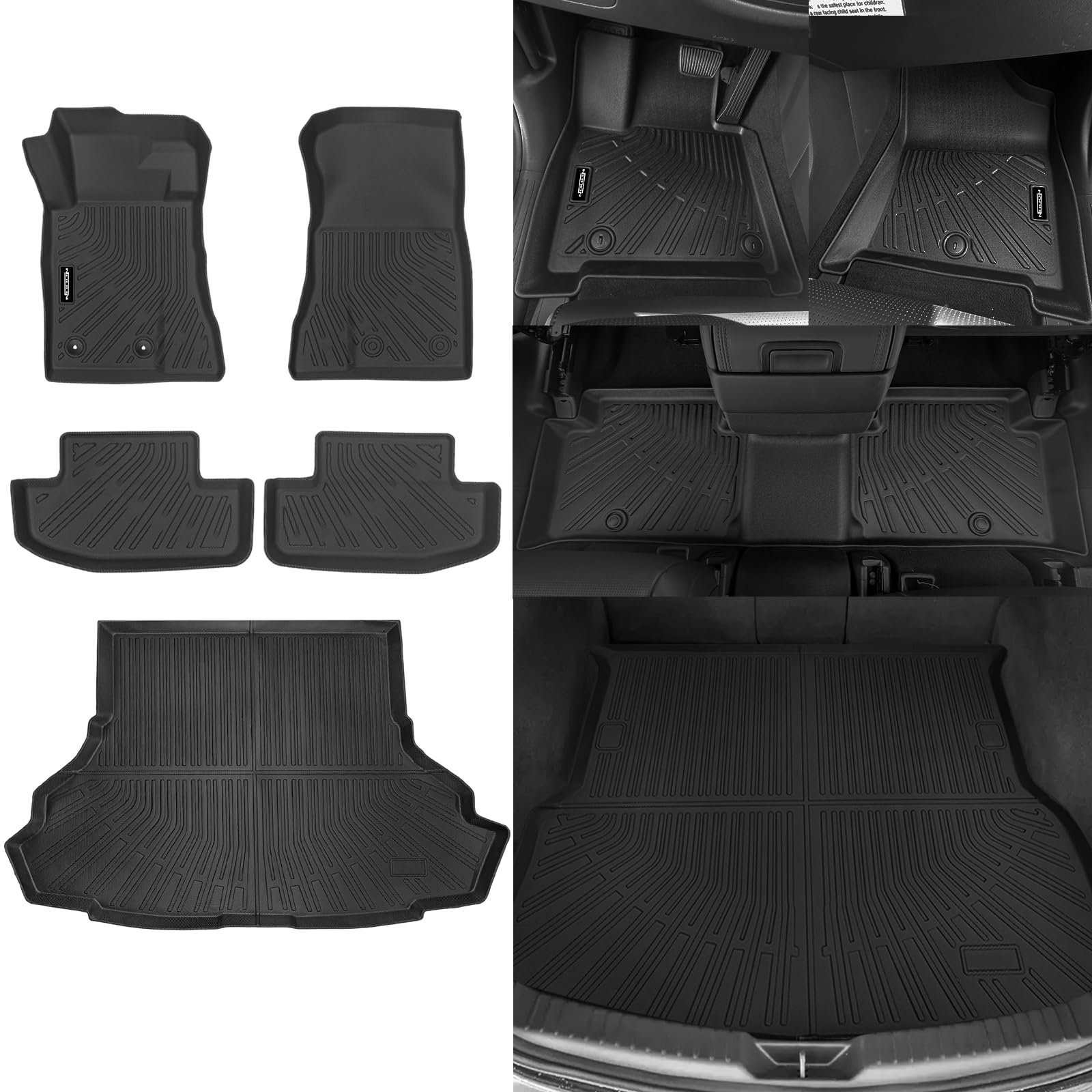 NQOQN Custom Fit Floor Mats for 2015-2024 Ford Mustang(NOT for Mustang Mach E), All Weather TPE Floor Liners with Trunk Mat, Odorless Full Set Interior Accessories