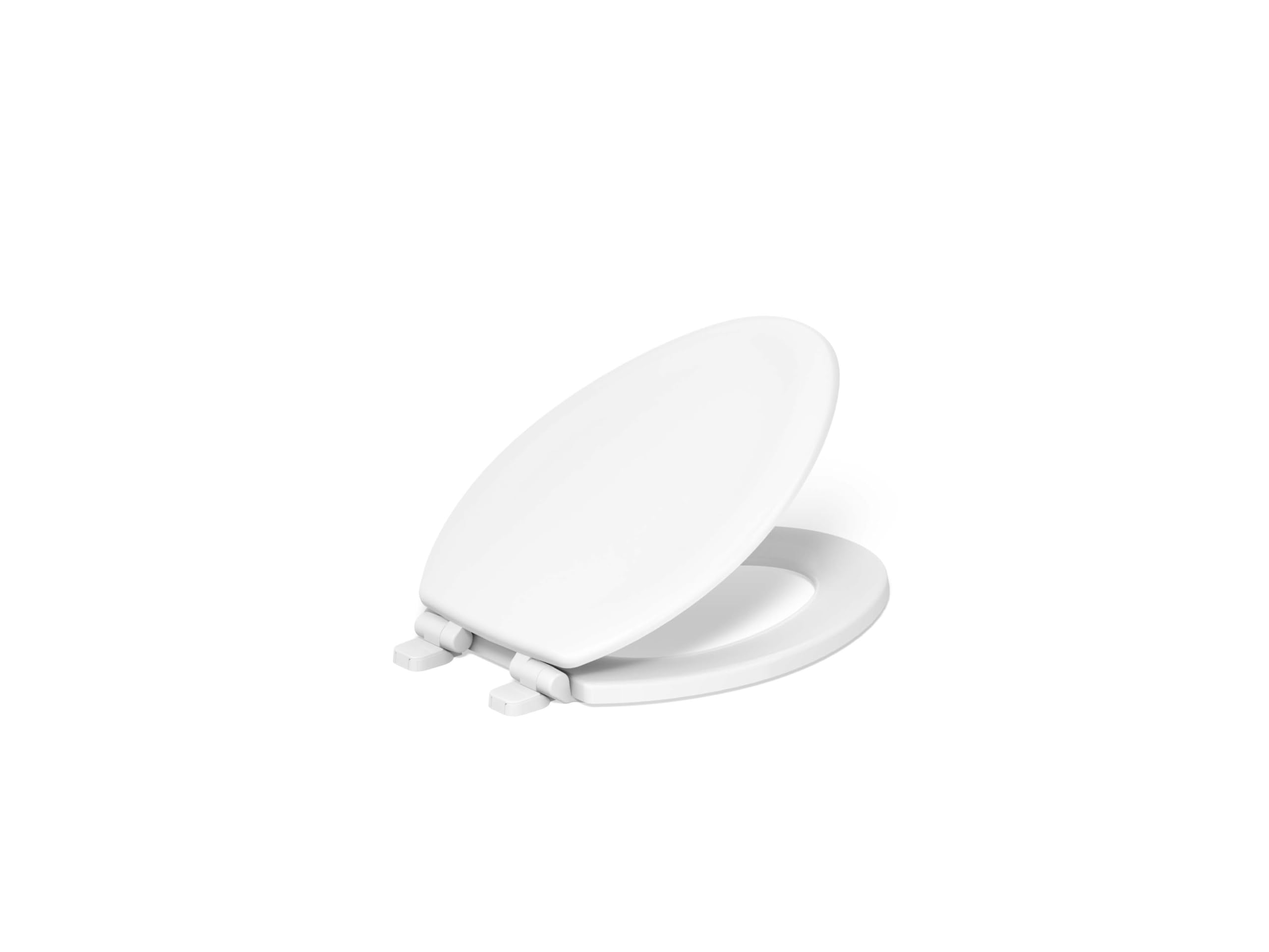 KOHLER Stonewood Quiet-Close, Elongated Toilet Seat Soft Close, Durable Wood, Easy Installation, Universal Fit, Home Essentials, White Finish, K-20466-0