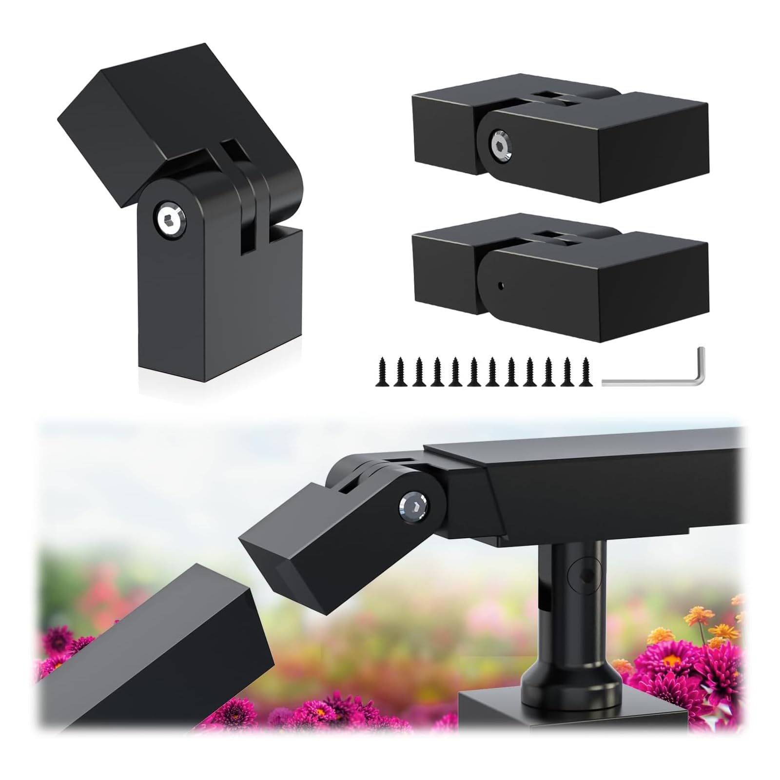 Zylorix 3-Pack Adjustable Pivot Handrail Connector Black POM for 2.36"x1.18" SS