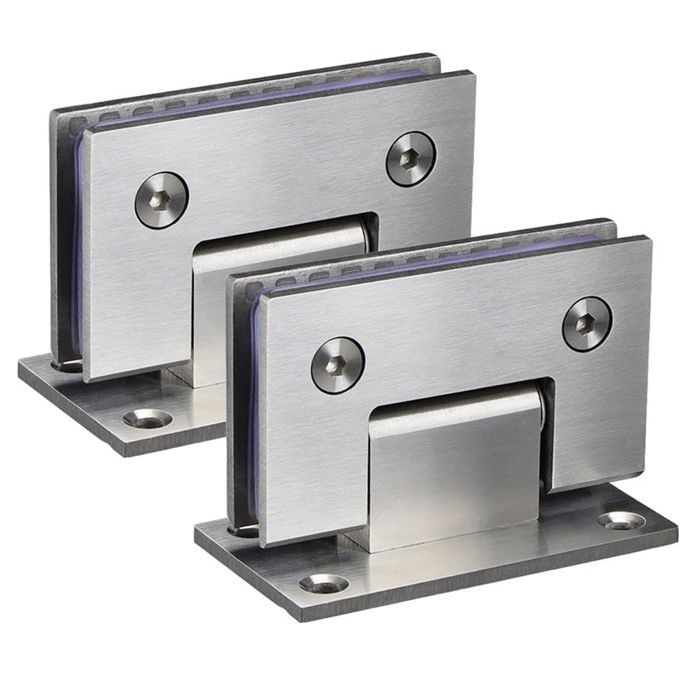 2PCS-Sliver JU+ Glass Door Hinges Shower Room Accessories 90 Degree Glass Door Hinge, for 8-12 mm(0.31-0.47 inch) Stainless Steel Bathroom Clip