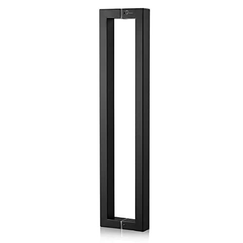 TOGU TG-R3825 450mm/18 inches Solid Standoffs Heavy-Duty SUS 304 Stainless Steel Square/Rectangle Shape Push Pull Door Handle/Barn Door Pull Handle/Glass Pulls, Matte Black Finish