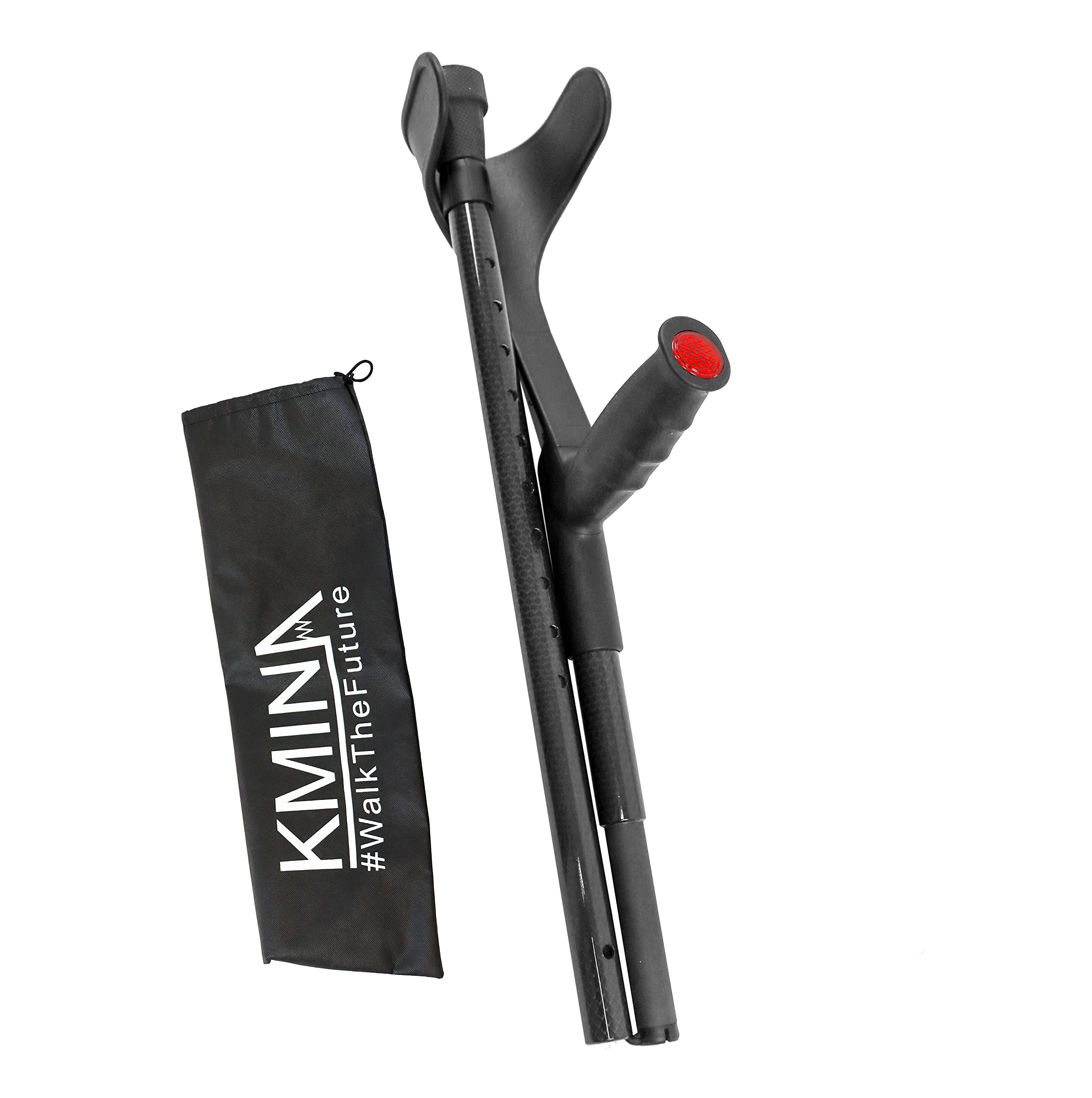 KMINA Foldable Forearm Crutch of Carbon Fiber (x1 Unit), Open Cuff, Lightweight, Folding Crutches, PRO Model, Made in Europe