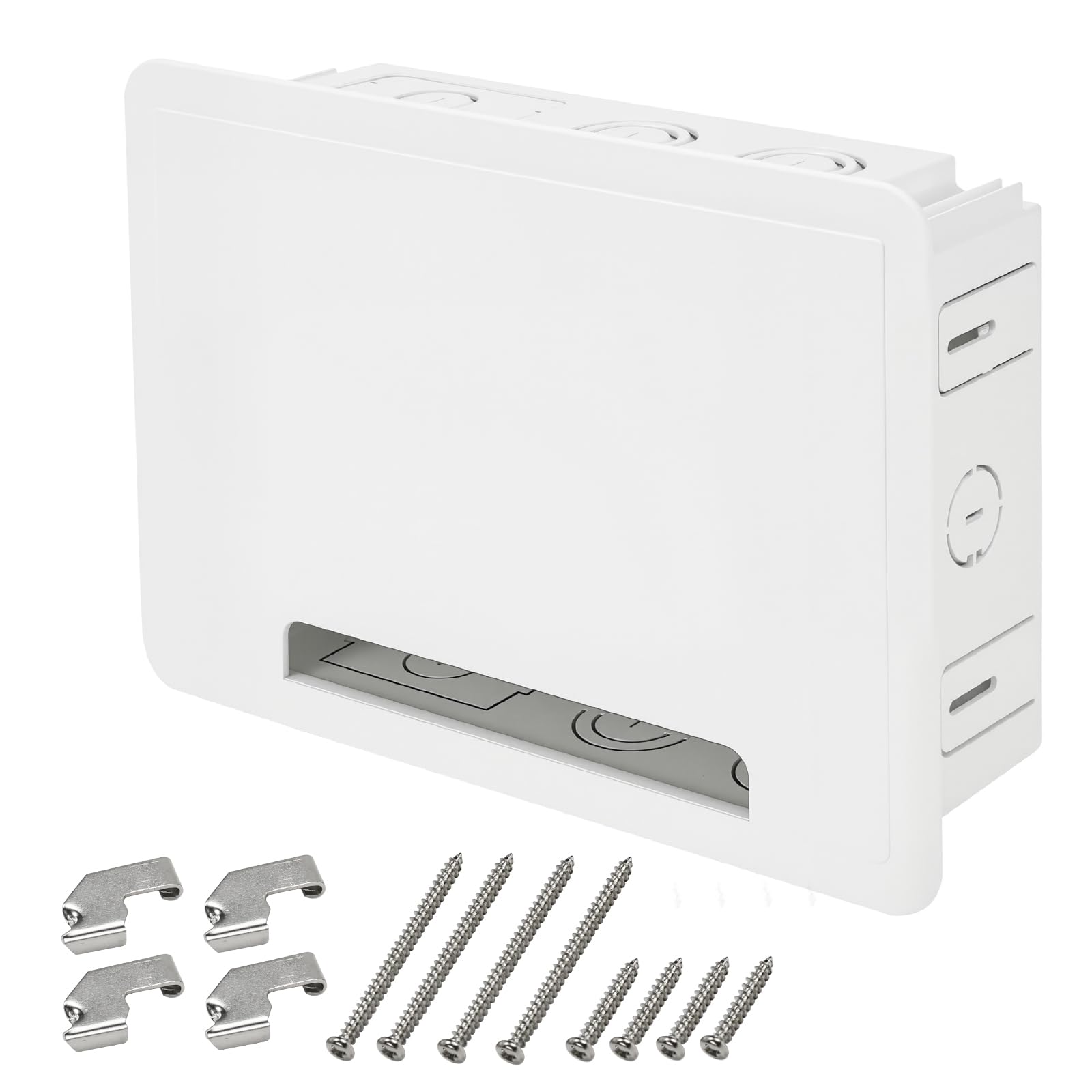 9" in-Wall Recessed TV Media Outlet Box – Cable Management Enclosure and Storage Box for Wall-Mounted TVs, Compatible with Roku & Samsung One Connect Mini – for Network, HDMI, and Power Cables