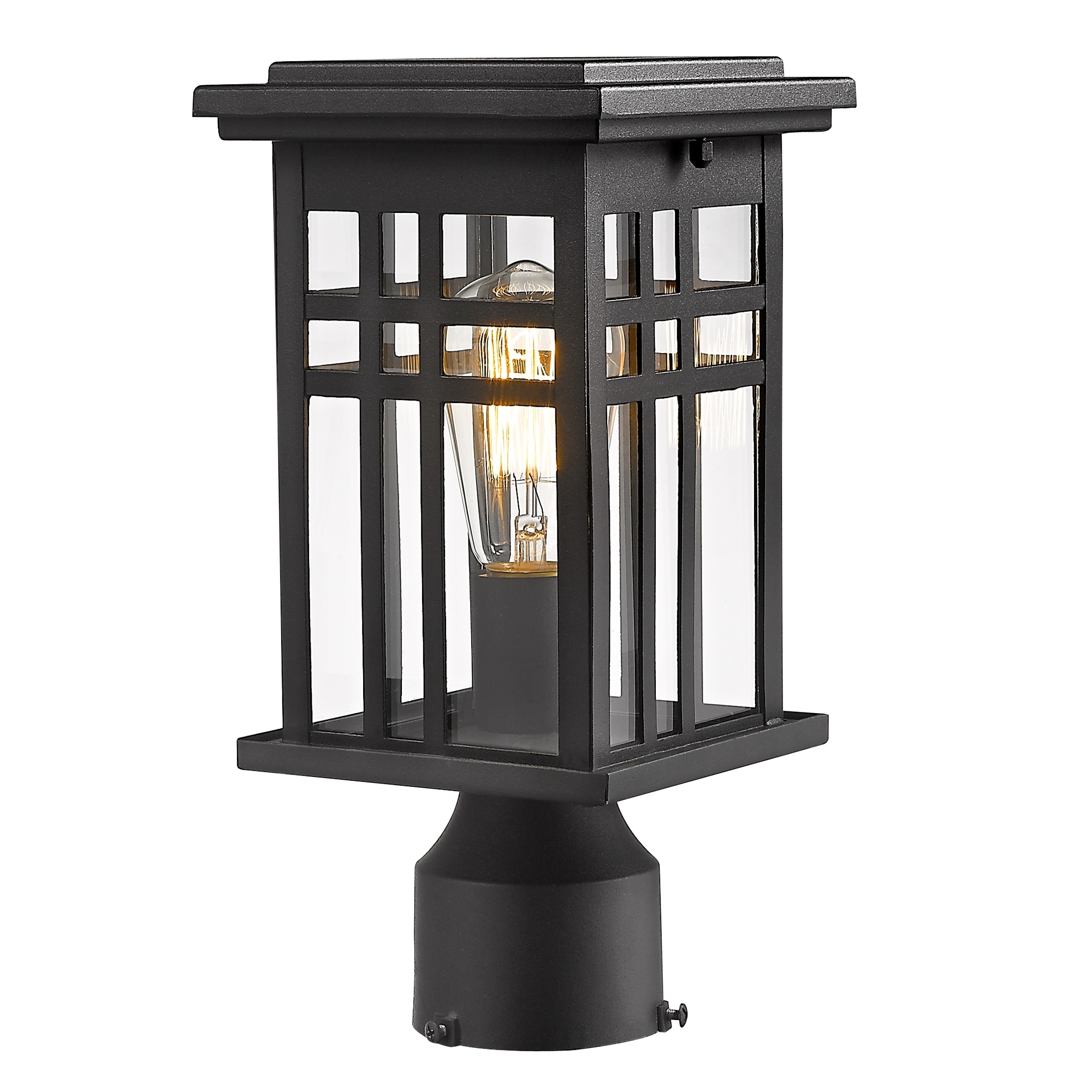 Outdoor Post Light Black Pole Lantern Light Fixture with Clear Glass Shade