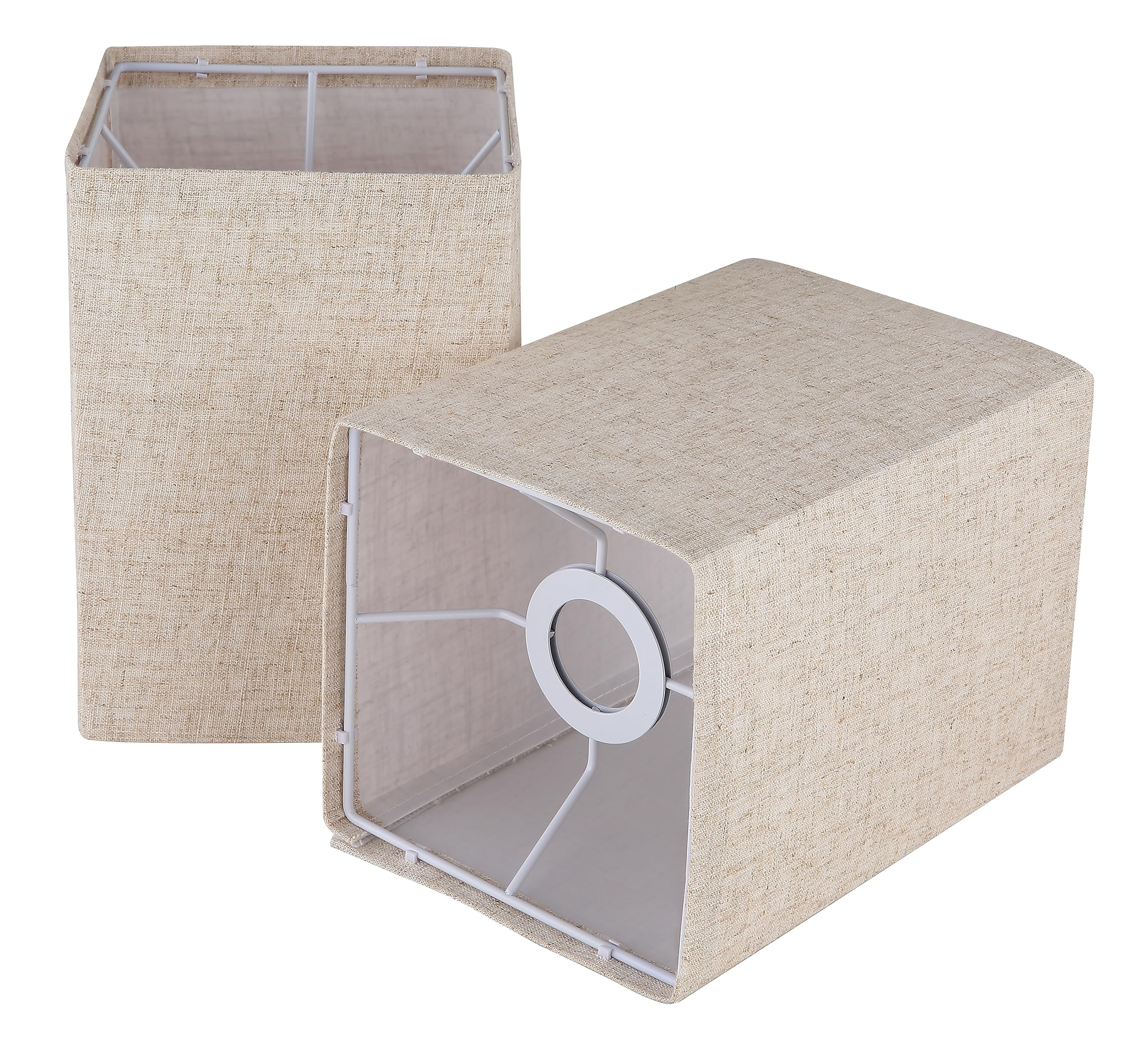 Ruiever Drum Lampshades Set of 2, Natural Linen Lampshades 13" Top x 13" Bottom x 10" High, Easy Assembly Replacement Fabric Lampshades for Table Lamps Floor Lamps, Beige Color Lampshade