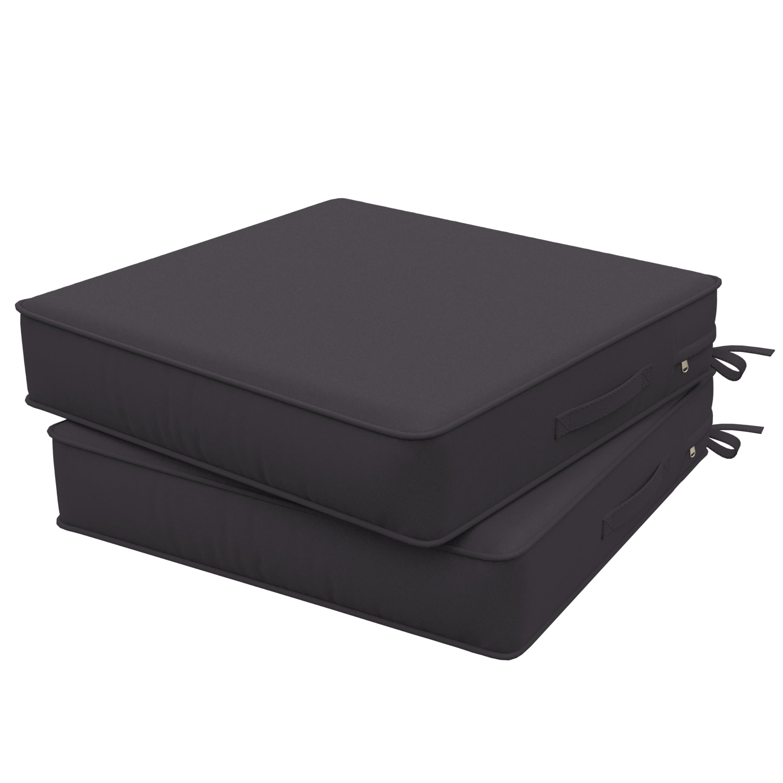 Pakunoda Outdoor Chair Cushions Patio Funiture Chair Seat Cushion 24 L X 24 W X 5 H Waterproof & Fade Resistant Square Sofa Couch Chair Pads with Non-Slip Bottom &Handle & Adjustable Straps Set of 2