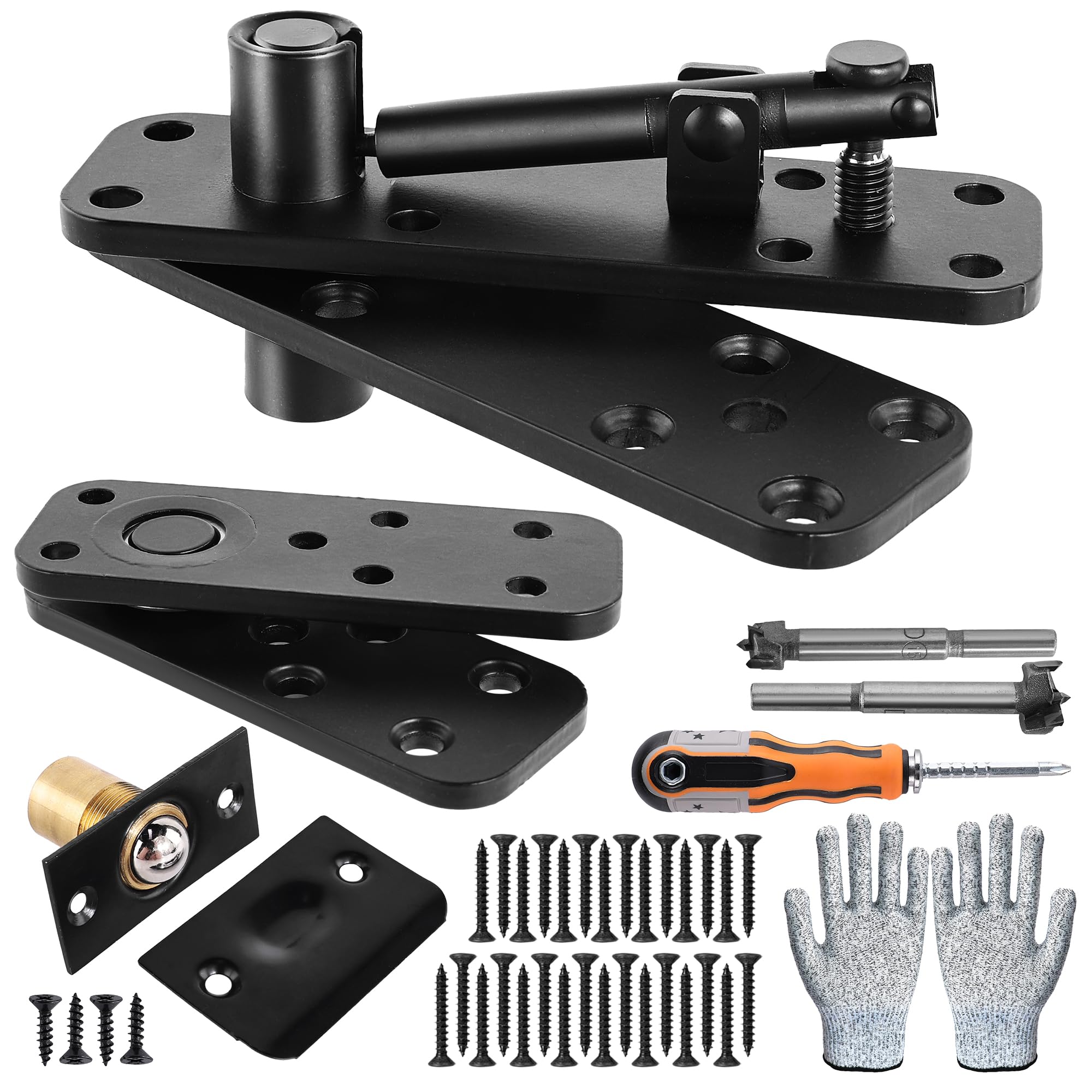 TopDirect Thicker Hidden Door Hinge,570LBS Load-Bearing Heavy Duty Pivot Door Hinges,Black Murphy Door Hinge Hardware Kit 360°Rotation,Swinging Hinges for Secret Door Hidden Bookcase