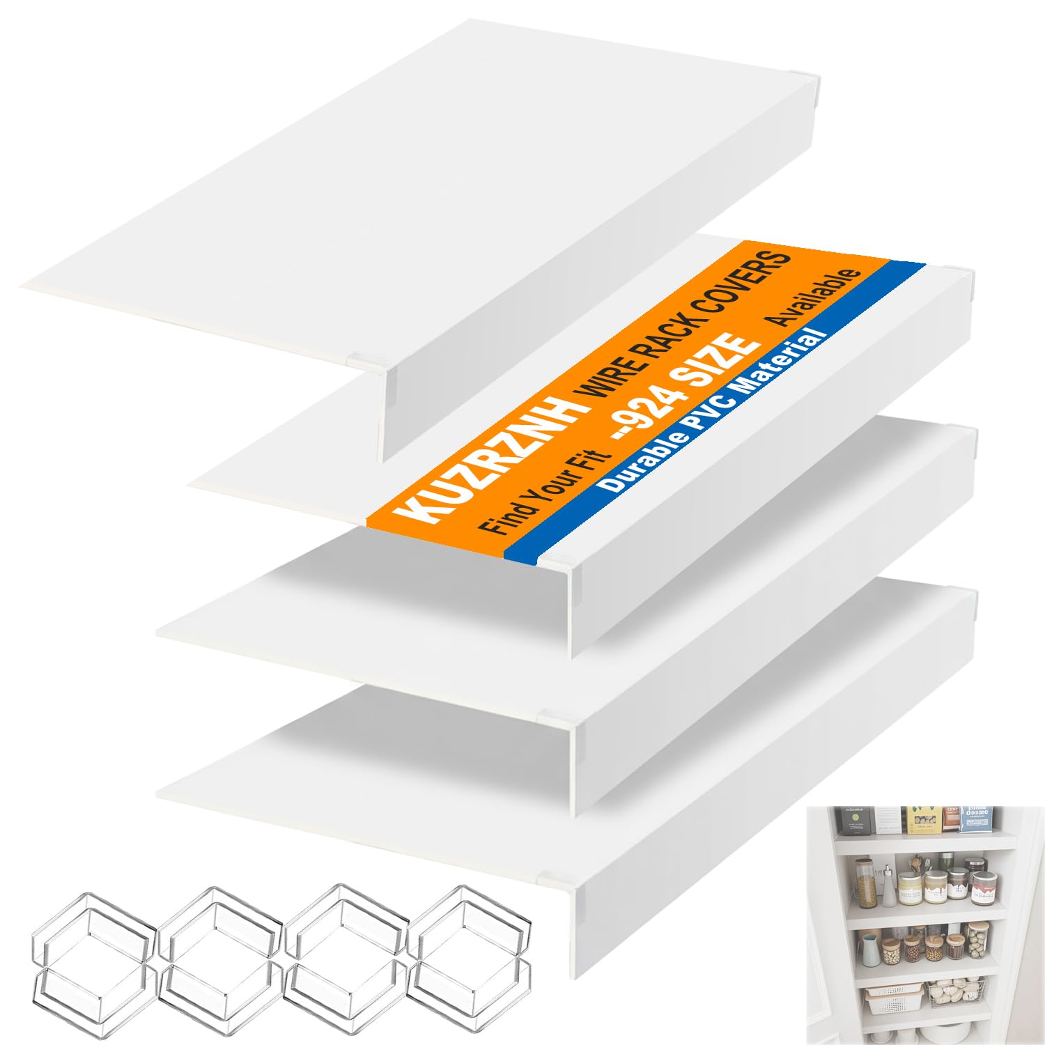 Wire Shelf Covers Set of 4, 28x12x3 in, Durable PVC Moisture-Resistant Pantry