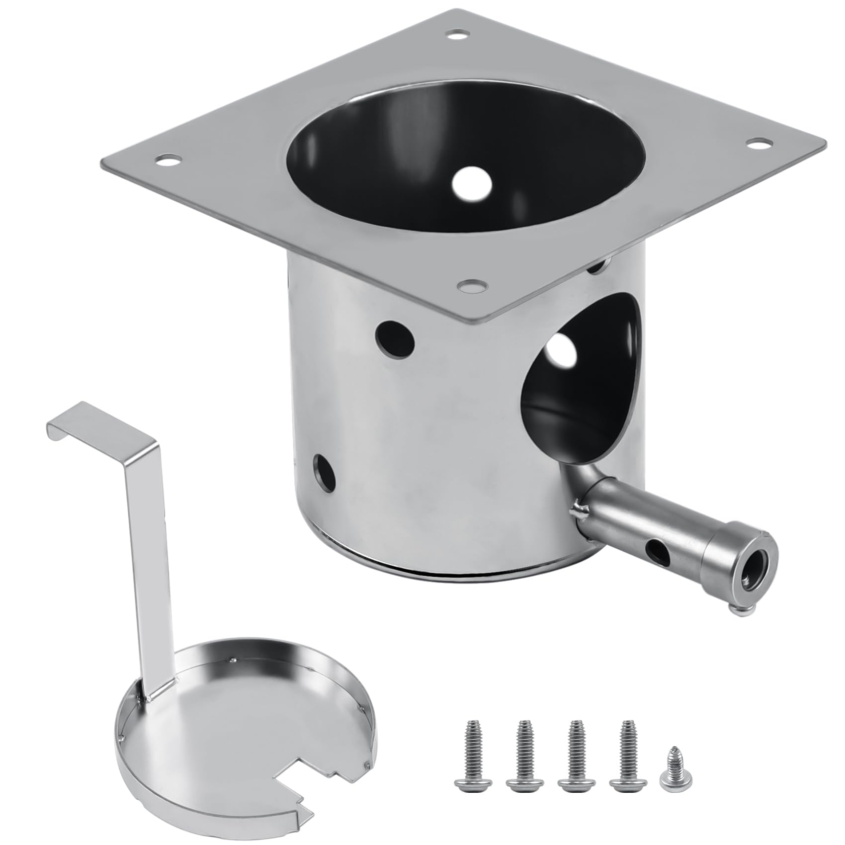 304 Stainless Steel Fire Burn Pot Kit for Pit Boss, Traeger and Camp Chef Pellet Grills, Upgraded Heavy Duty Pellet Grills Fire Box FirePot Burner Replacement Parts with Ash Remover and Screws