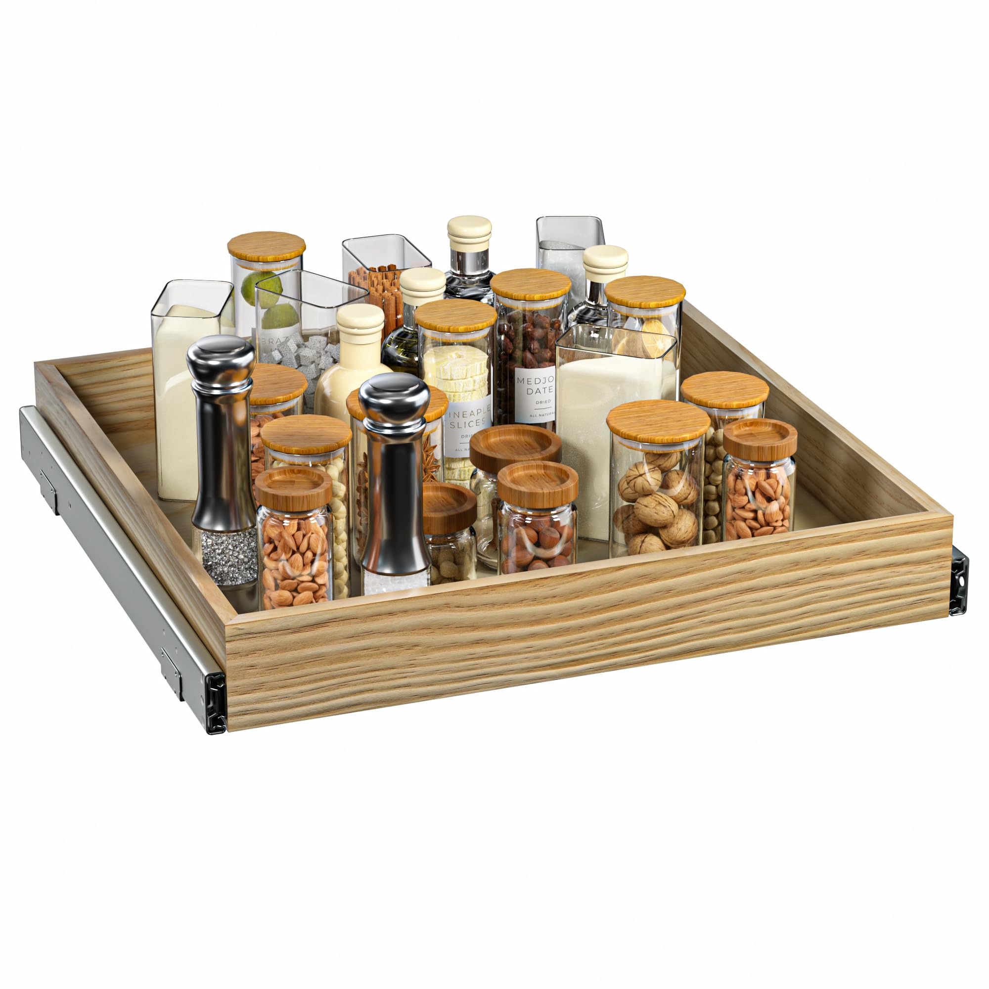 19''W x 21''D x 3''H Pull Out Cabinet Organizer, Soft Close Wood Kitchen Drawer Shelves Finished Assembled Slide Pantry Shelvesin, for Home Kitchen Dinner Room(Applicable Width ≥ 20.5 Inches