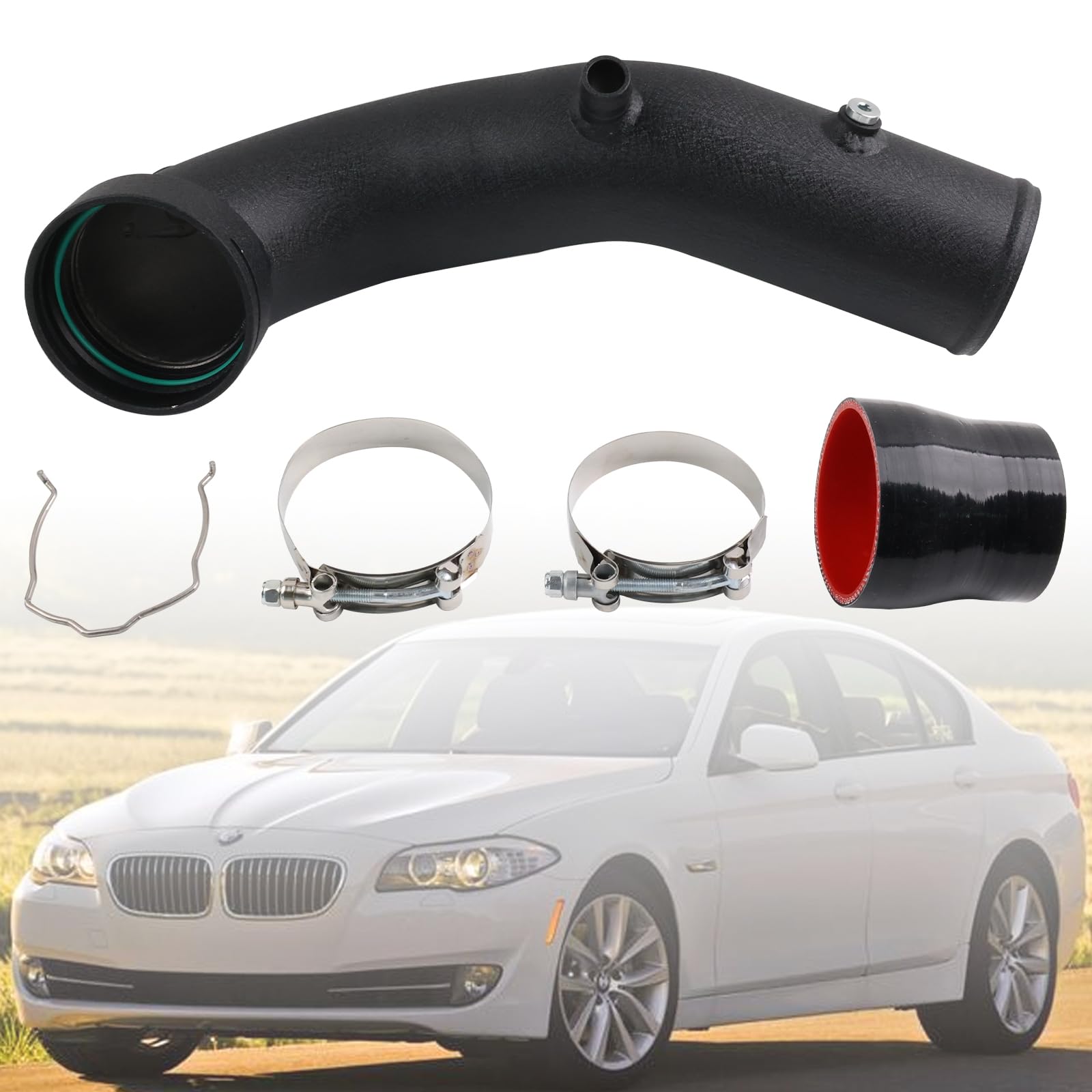 StarTechAuto Charge Pipe Kit Turbo Charge Pipe 3" Aluminum High Flow Design Compatible with BMW N55 535i F10 640i 740i X5 X6 E70 E71 F02 F12 F13 F15 F16 Includes T-Bolt Clamps