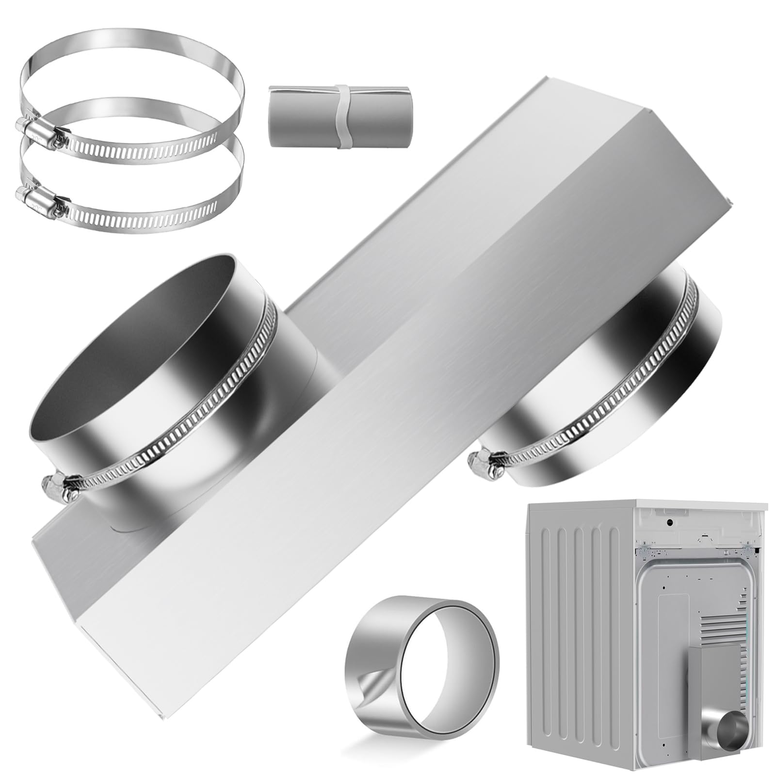 Upgraded 84049 Periscope Dryer Vent Kit, Aluminium Adjustable 0-5" Telescoping Dryer Duct Hose Pipe Adapter Space-saving Replacement Vents