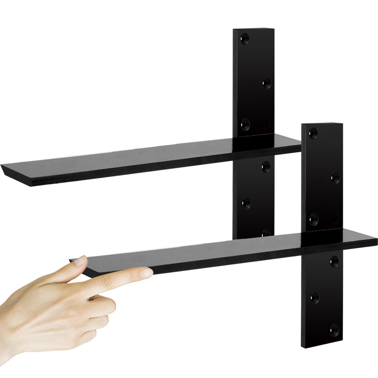 3/8" Thick Heavy-Duty Floating Shower Bench Brackets -18" L x 2.5" W Wall Mount Bracket, Free Hanging T Shelf Support Brackets for Vanity, Granite Countertops, Dishwashers,Bench Seats (2-Pack)