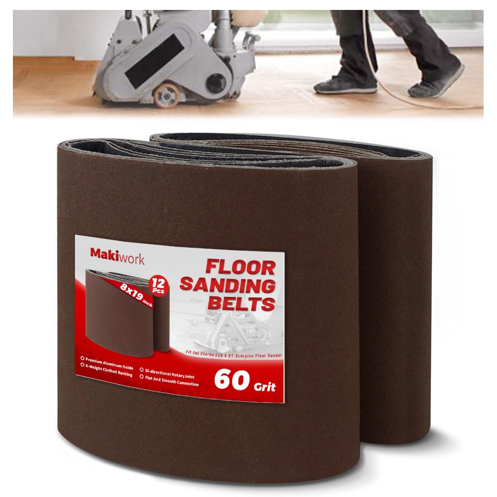 12 Pack 8x19 Inch 60 Grit Floor Sanding Belts Aluminum Oxide Woodwork / Leveling
