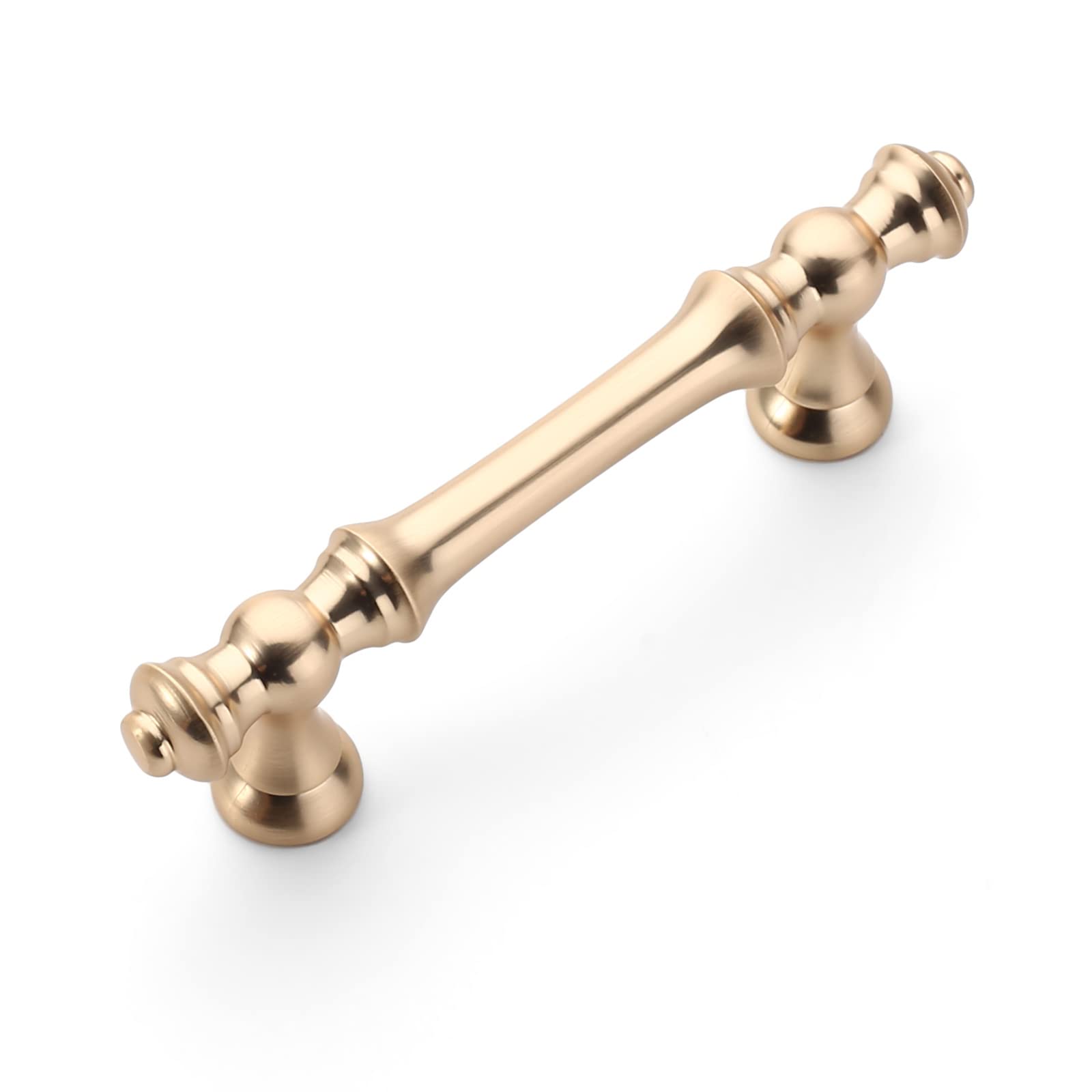 Amerdeco 10 Pack Brushed Brass Cabinet Pulls 3 Inch(76mm) Hole Center Cabinet Hardware Gold Kitchen Cabinet Handles for Bathroom Drawer Pulls ZH0014