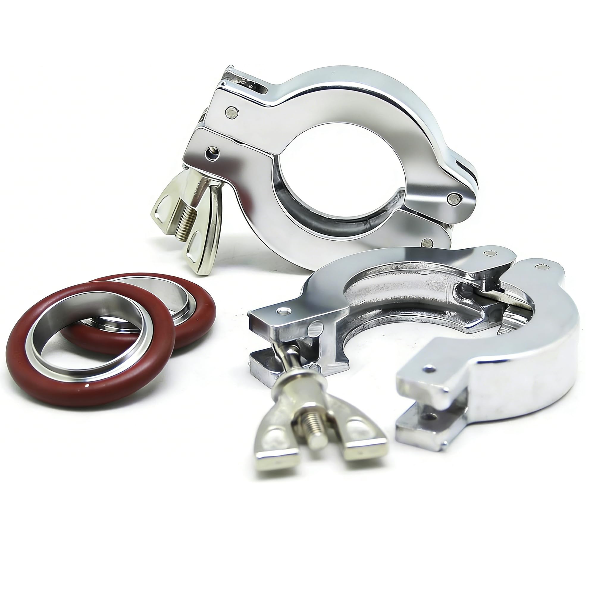 QiiMii KF-25 Aluminium Wing Nut Hinge Clamp with FKM O-Ring and SS304 Center Ring, 5 Pack