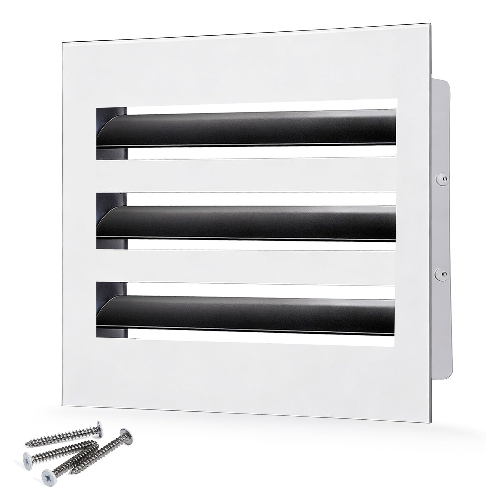 6x6 Modern AC Vent Cover – Decorative Air Vent Register Grille, Linear Slot Diffuser, Adjustable Airflow, Quiet Operation, HVAC Vent Cover for Ceiling, Wall & Floor, White Aluminum Alloy
