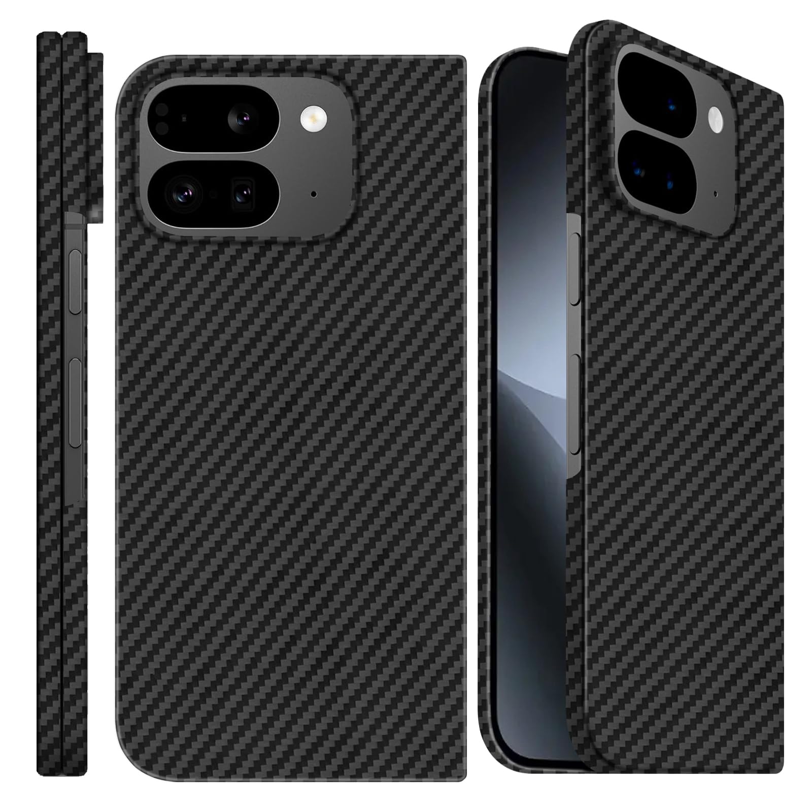 Lenpiti Slim 1500D Aramid Fiber Case Compatible with Google Pixel 10 Pro Fold, Thin Carbon Fiber Cover with Wireless Charging Support (Matte Black)‌ NO Magnet Built in