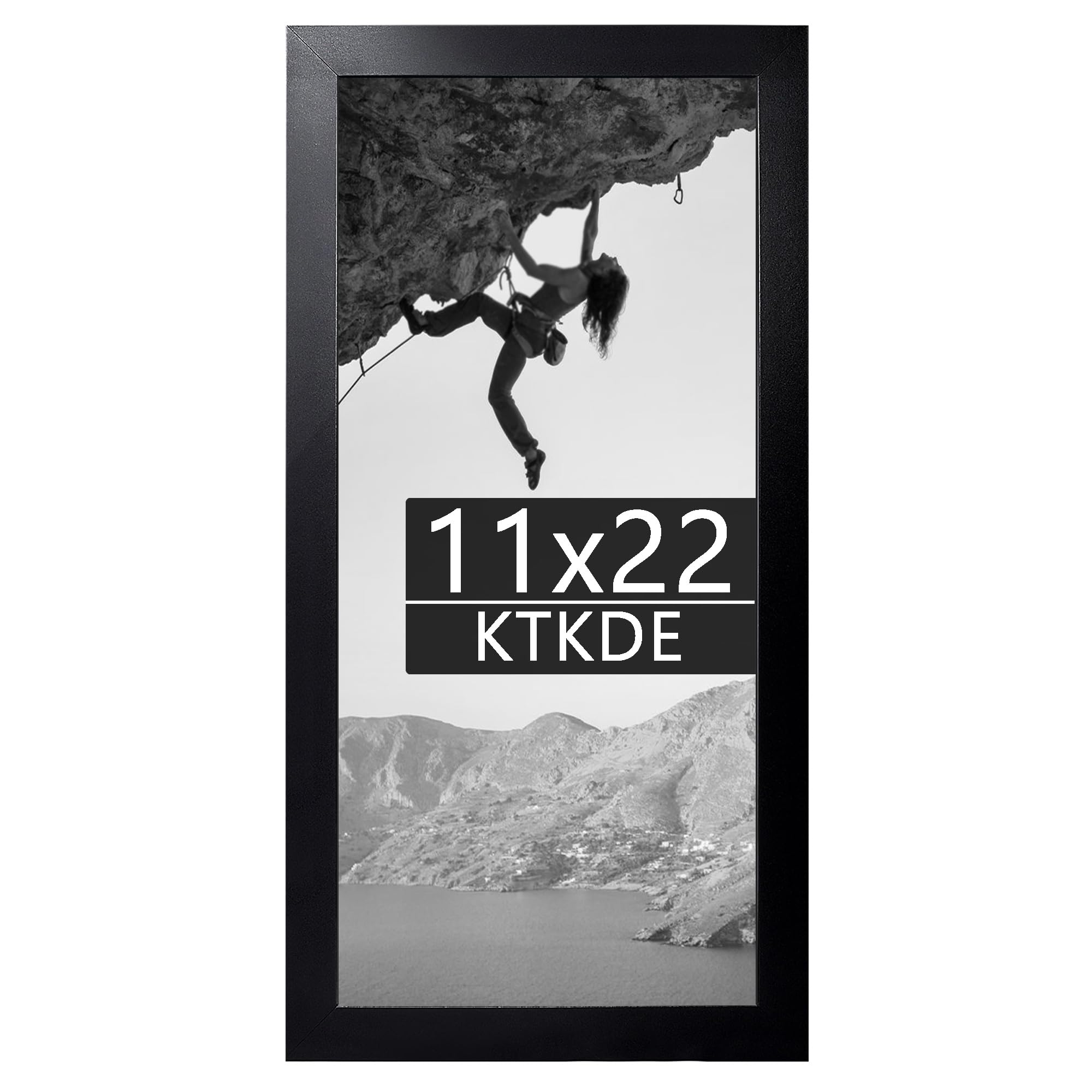 KTKDE 11x22 Newspaper Frame wooden Black with Polished Plexiglass,Poster Frame Studio Gallery Horizontal and Vertical Art Prints of The Walls
