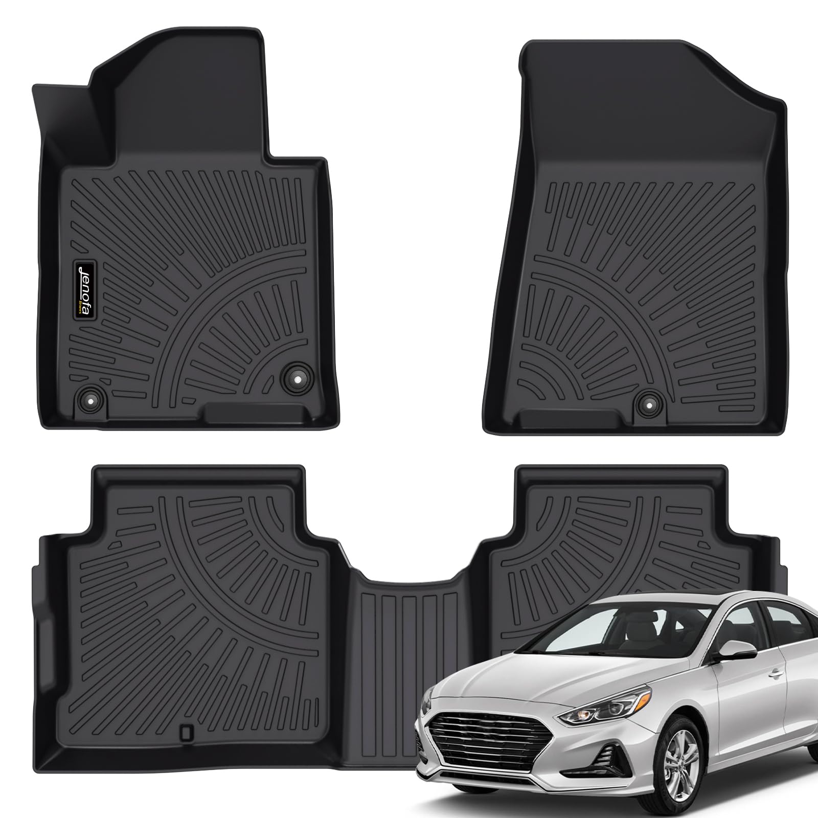 Jenofa-Floor Mats for Hyundai Sonata & Hybrid 2015-2019 / Kia Optima 2016-2020 Floor Liner Waterproof All Weather Car Mats Custom Fit Optima Durable TPE Rubber Mat for Sonata Hybrid Accessories Black