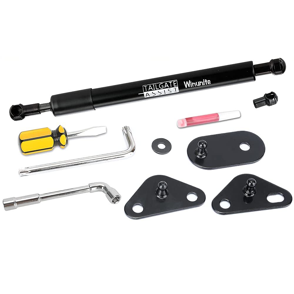 Winunite Compatible with 2015-2025 F150 Tailgate Assist – Stainless Steel Material, Quiet Controlled Descent, No More Slamming Down, No Drill Bolt-On Installation with All Tools Included