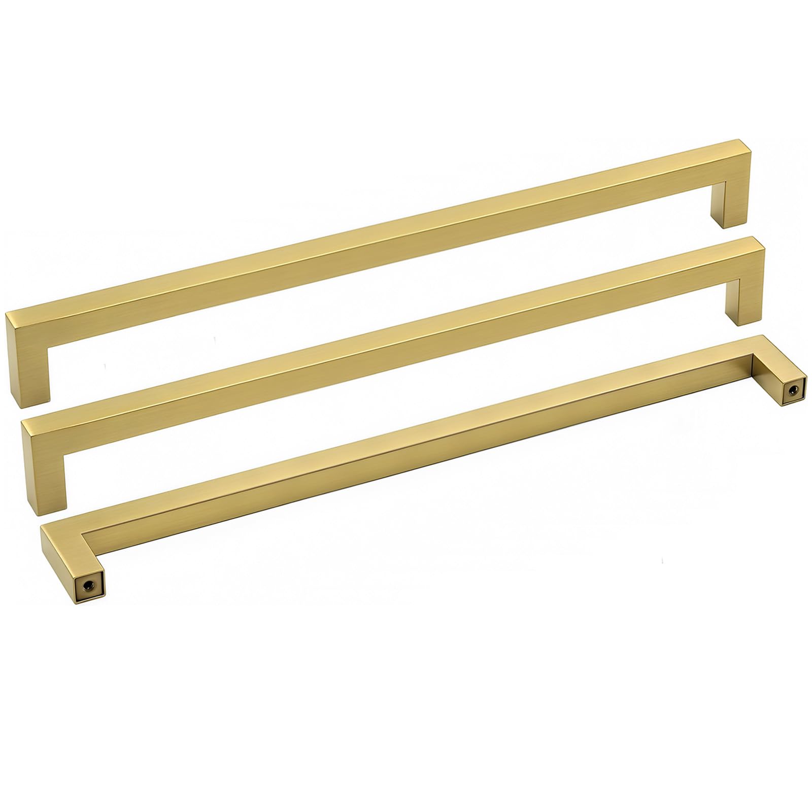 Goldenwarm 10 Pack Brushed Brass Cabinet Hardware Gold Drawer Pulls - LSJ12GD320 Gold Kitchen Hardware Handle for Dresser Square Closet Door Handle 12-3/5" Center to Center