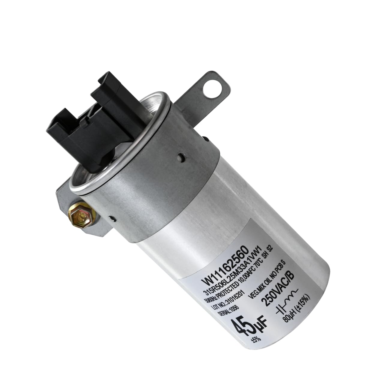 W11428524 Motor Run Capacitor 45uF Whirlpool Maytag Kenmore Replaces W11162561