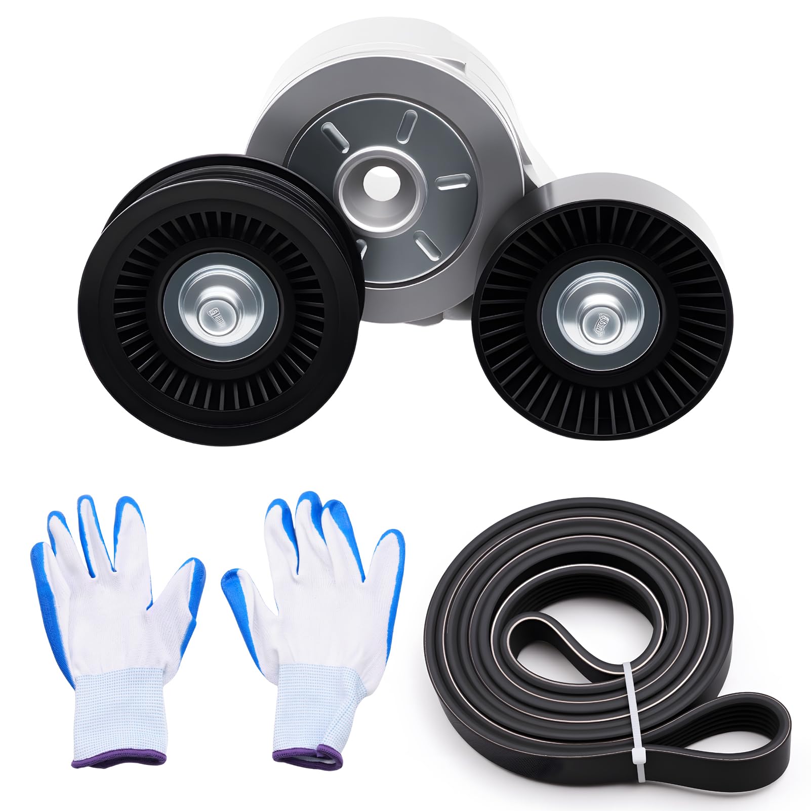 Drive Belt Tensioner and Idler Pulley Serpentine Belt Kit Fit for 3.7L 4.7L Engines 2002-2013 Dodge Ram 1500, 2007-2010 Dakota, 2001-2009 Durango, 2004-2010 Grand Cherokee OEM 53030958AC 53030958AB