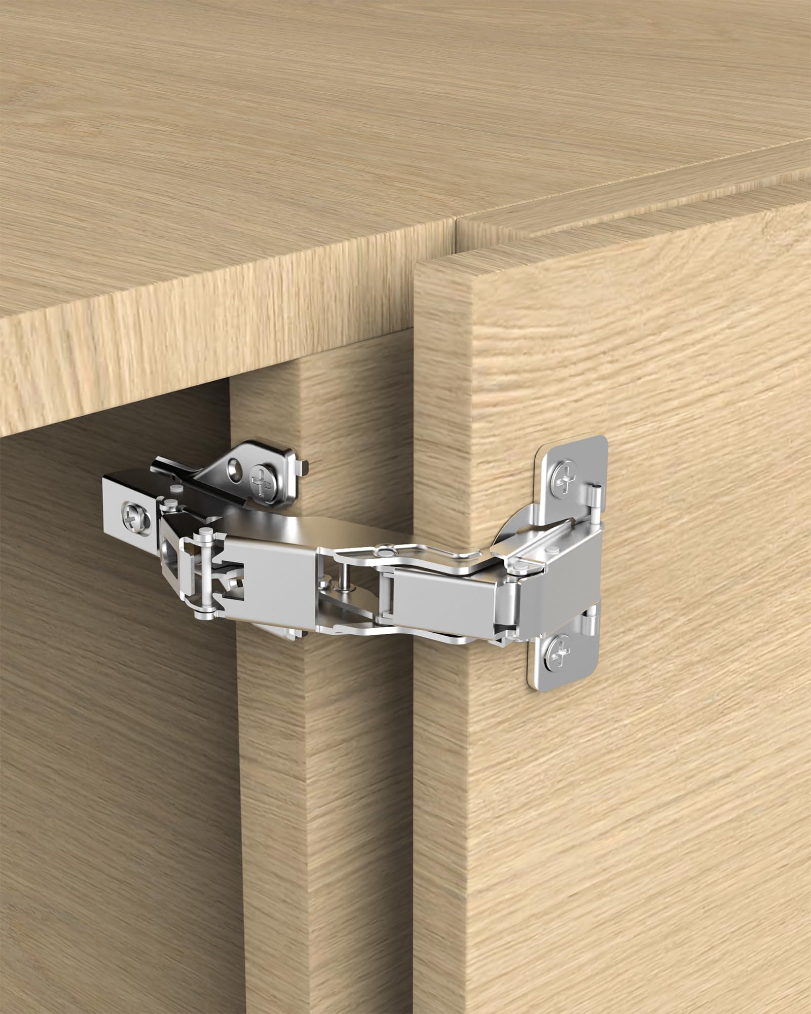 Chibery 2 Pack 180 Degree Soft Close Cabinet Hinges, Lazy Susan & Kitchen Corner, 48mm Hole Distance, Concealed Face Frame & Frameless, Hidden Self Closing, Smooth Slow 3D Adjustment for Fold Cupboard