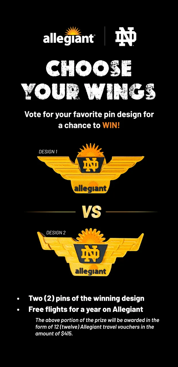 2026 Notre Dame Choose Your Wings Sweepstakes