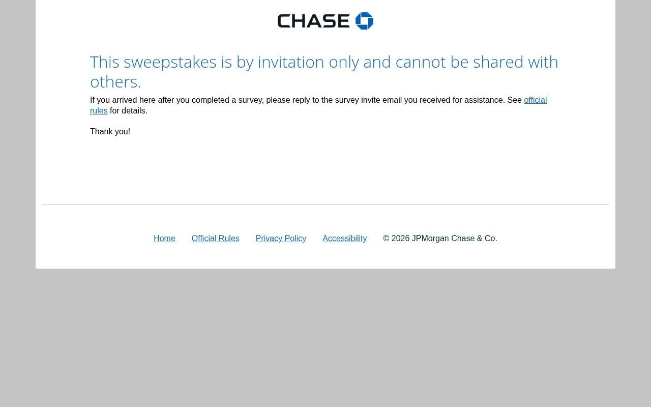Chase Survey Sweepstakes