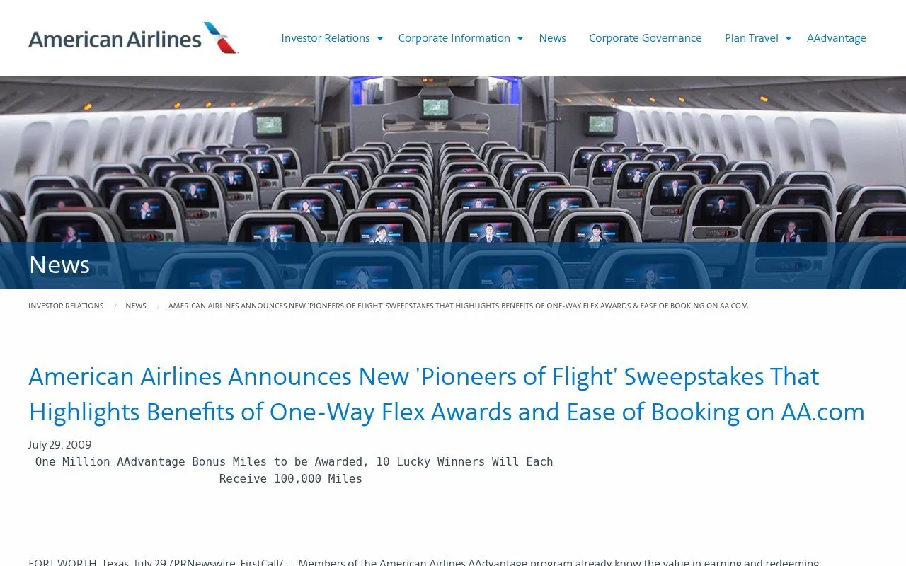 American Airlines Pioneers of Flight Sweepstakes