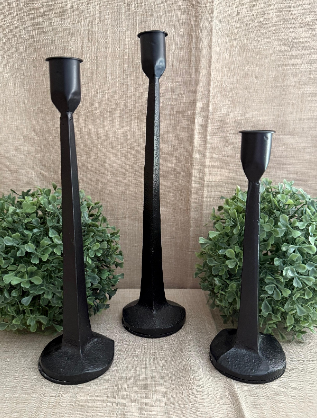 Set de Candeleros Hierro Forjado Negro
