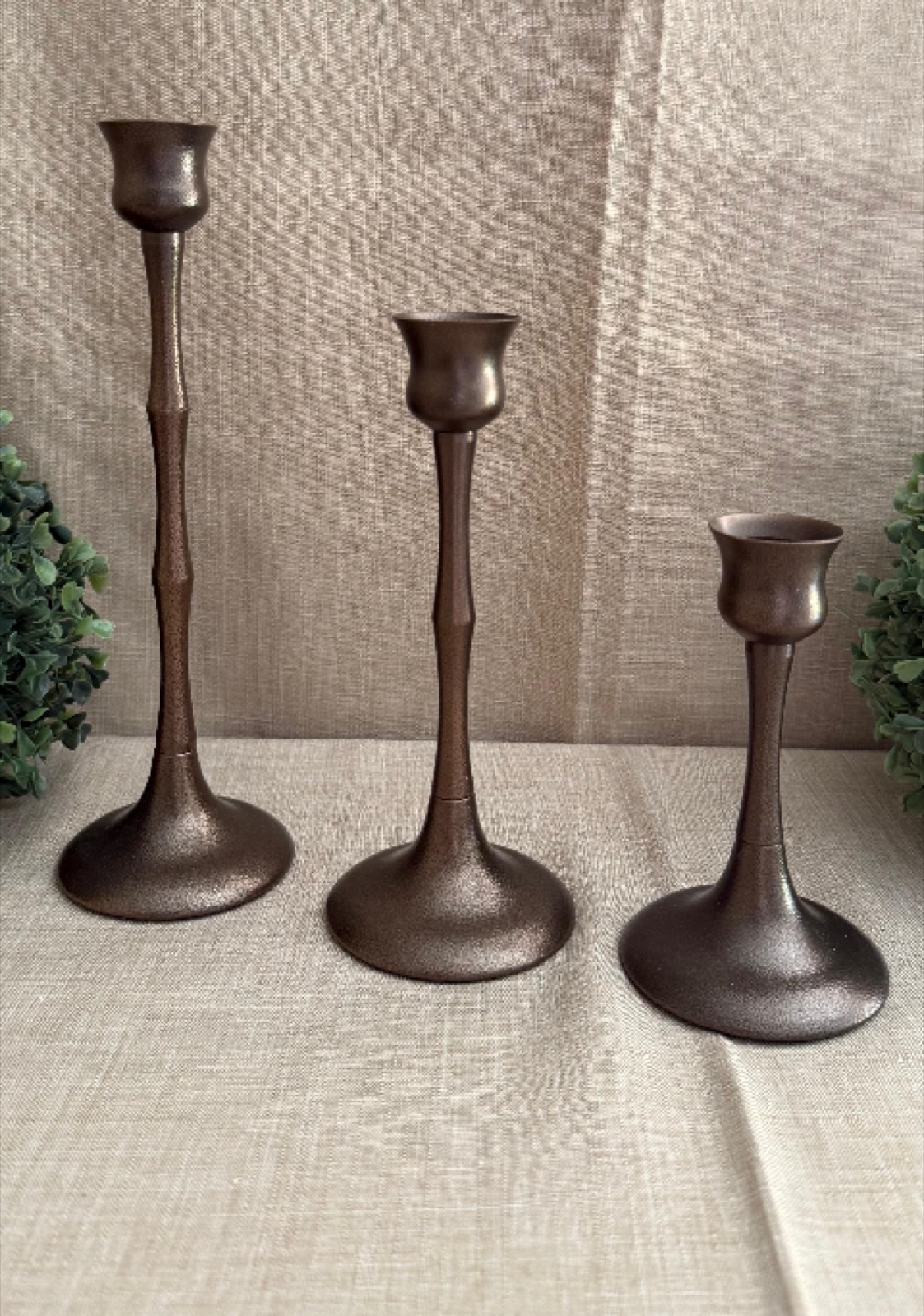 Set de Candeleros Metal Bronce