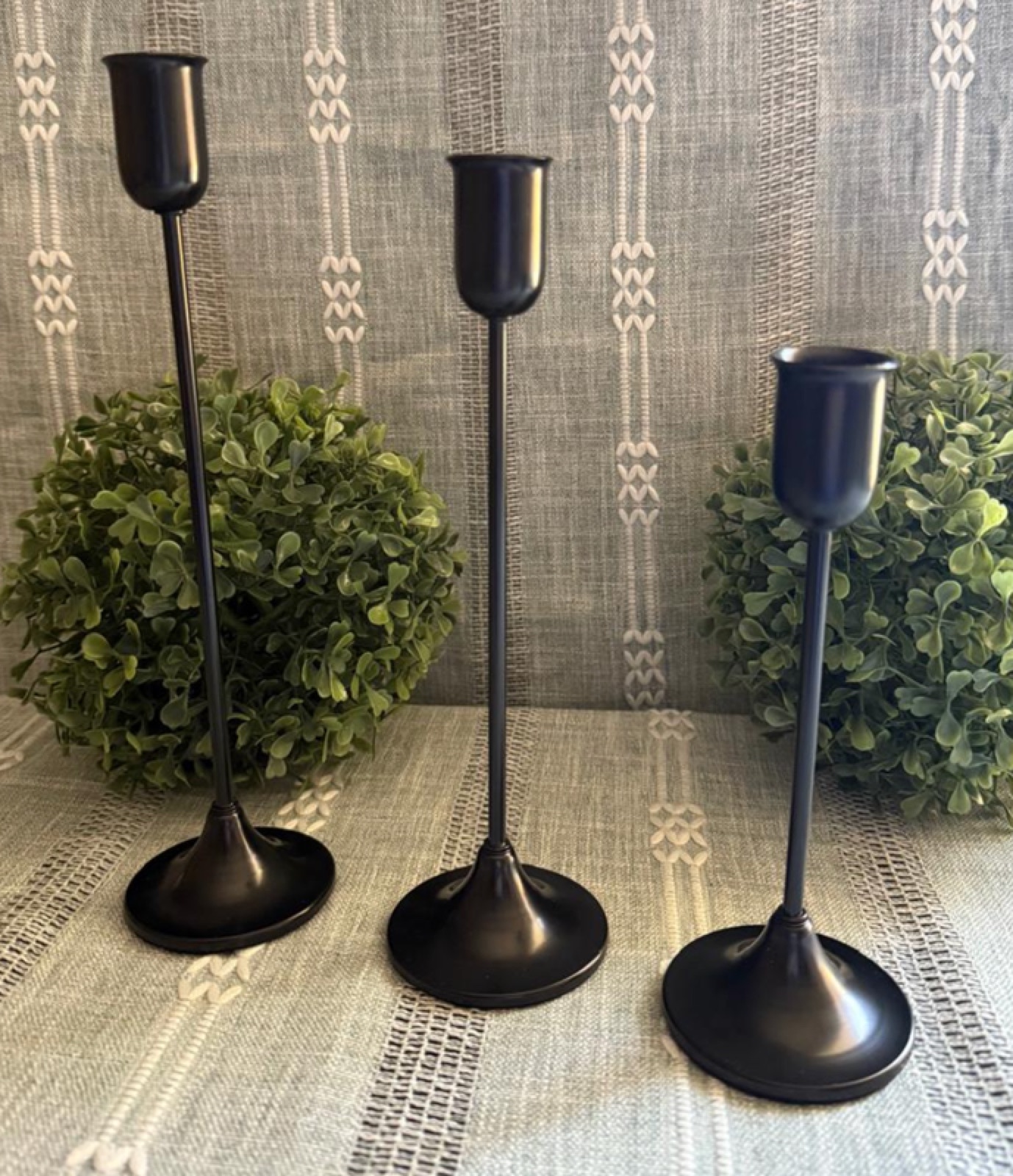 Set de 3 Candeleros Metal Negro