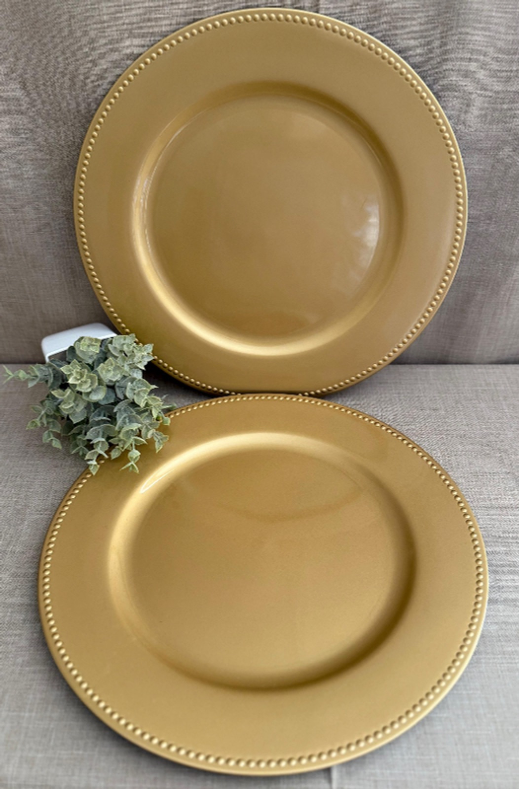 Set de 6 Baja Platos Dorados de Puntos
