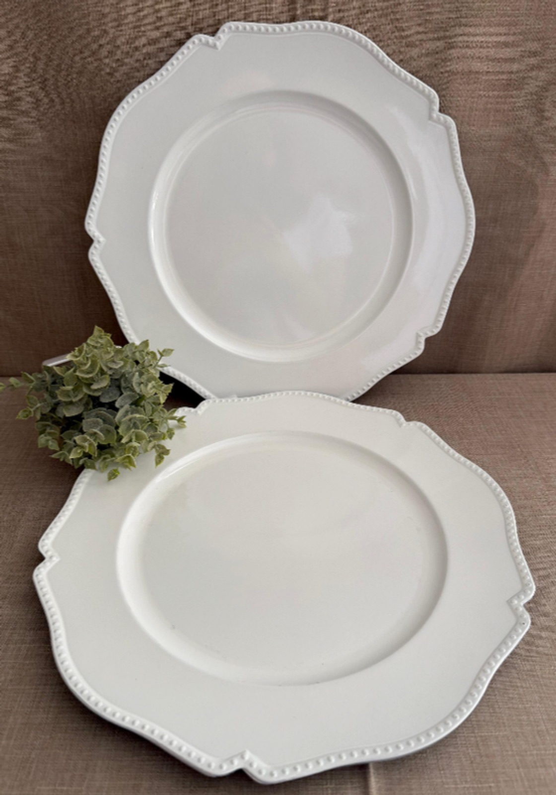 Set de 6 Baja Platos Blancos con Puntos