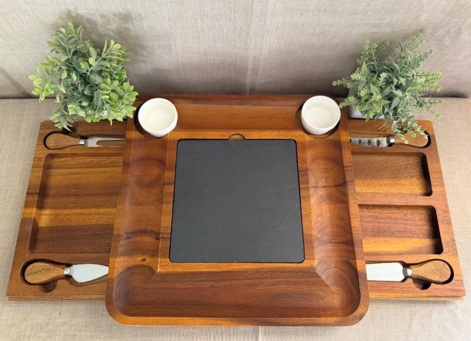Tabla de Queso rectangular de madera con tabla de hierro