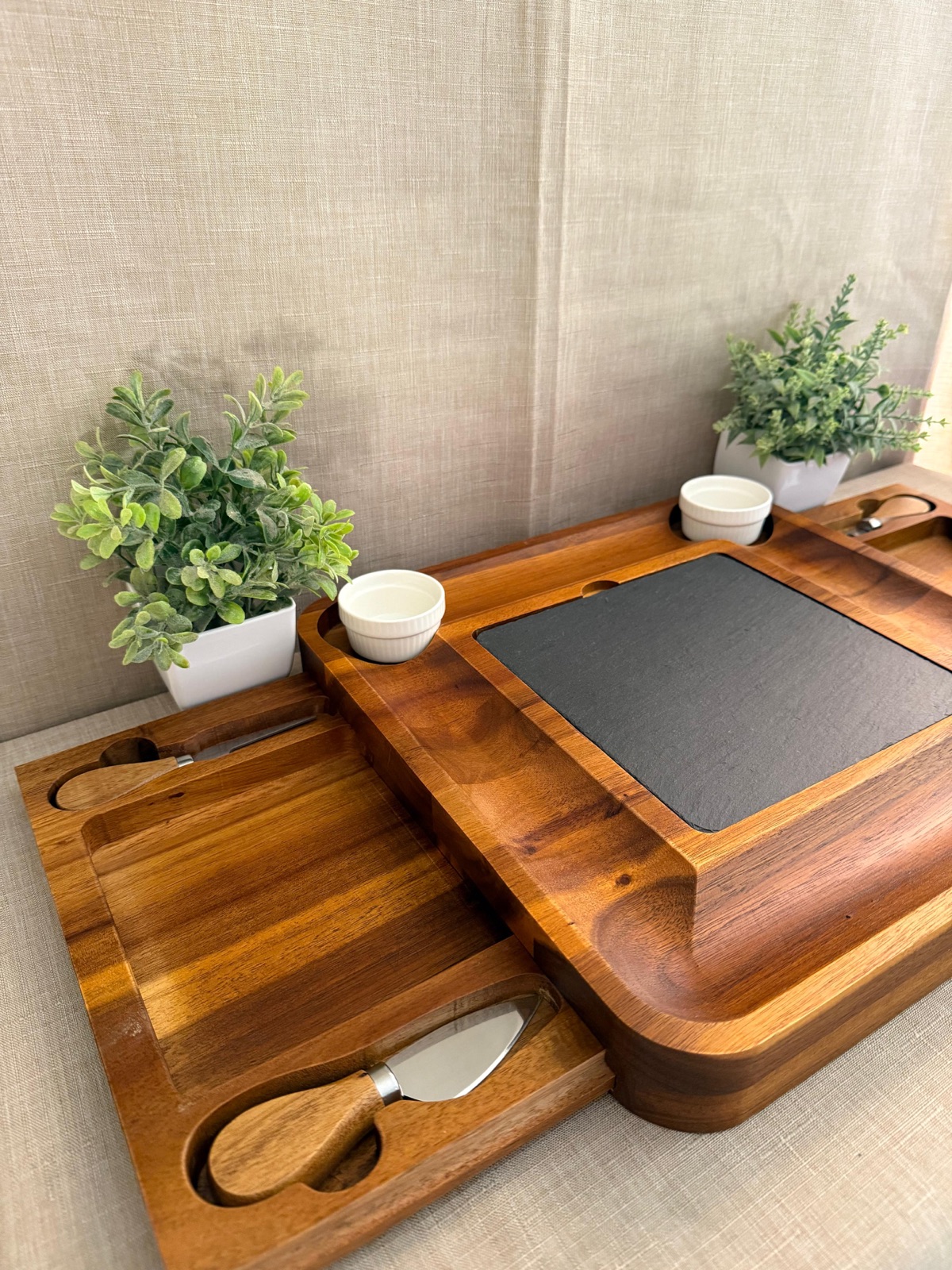 Tabla de Queso rectangular de madera con tabla de hierro