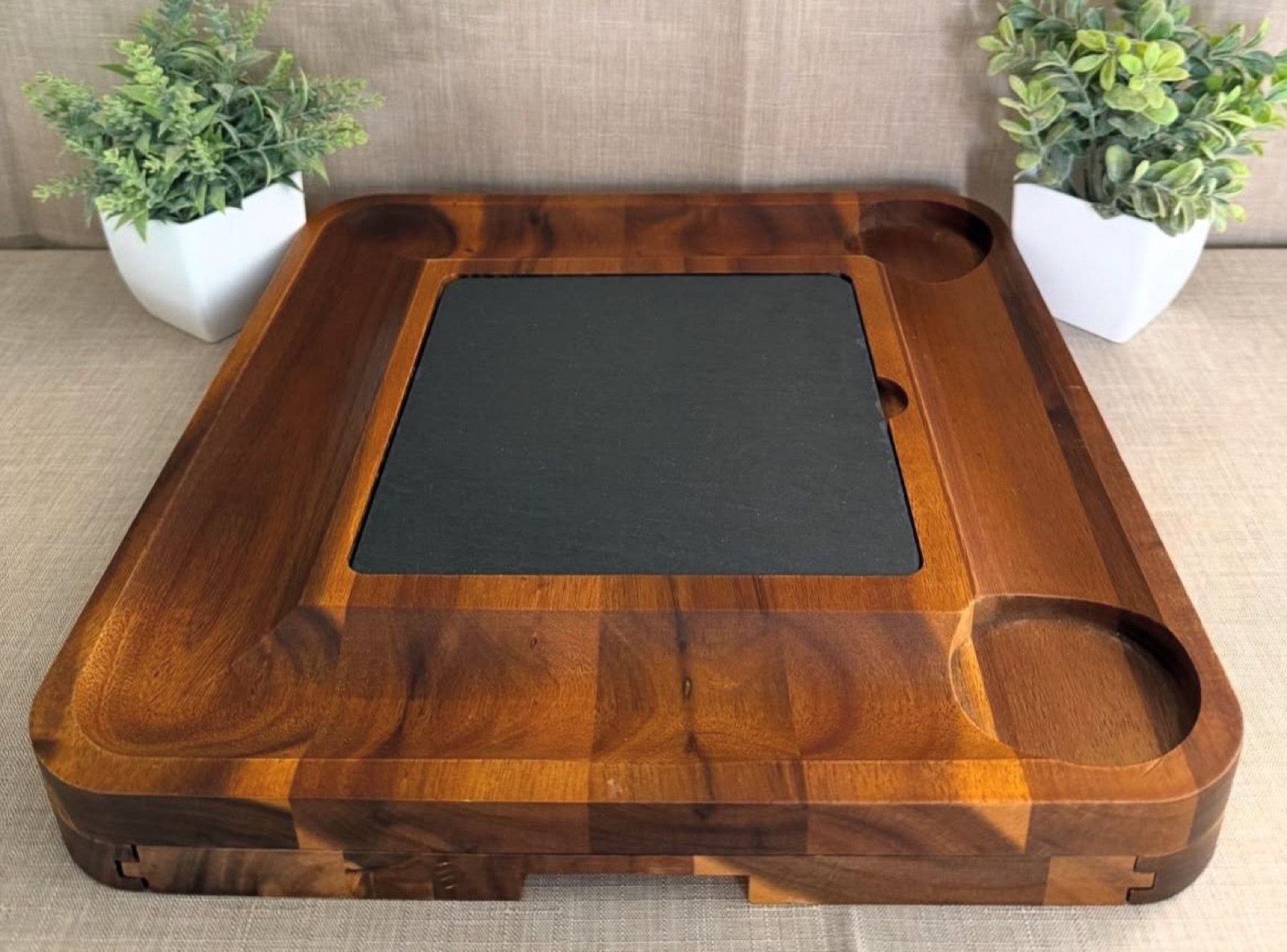 Tabla de Queso rectangular de madera con tabla de hierro