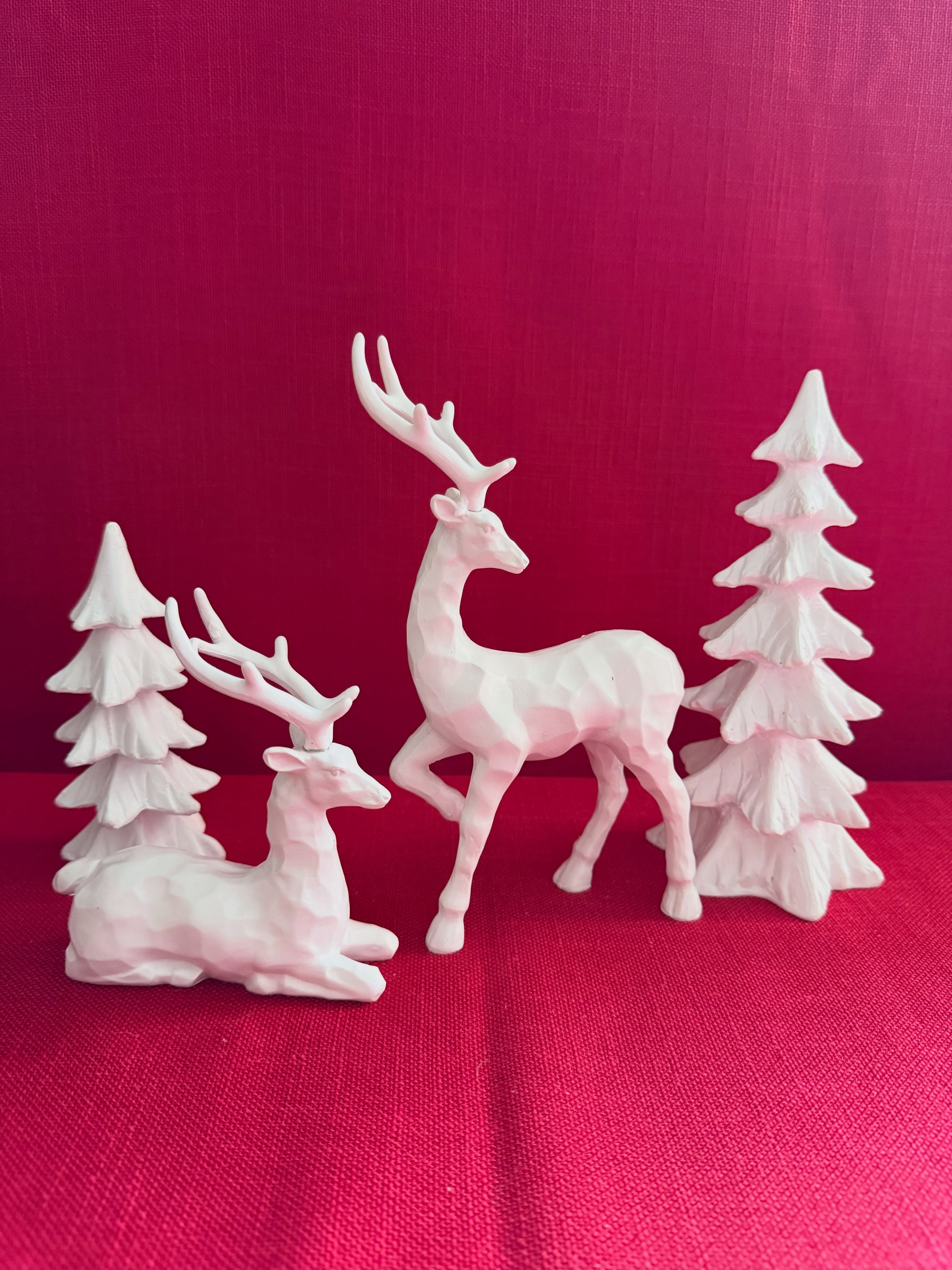 Set de 4 figuras reno navideño y árboles para decoración