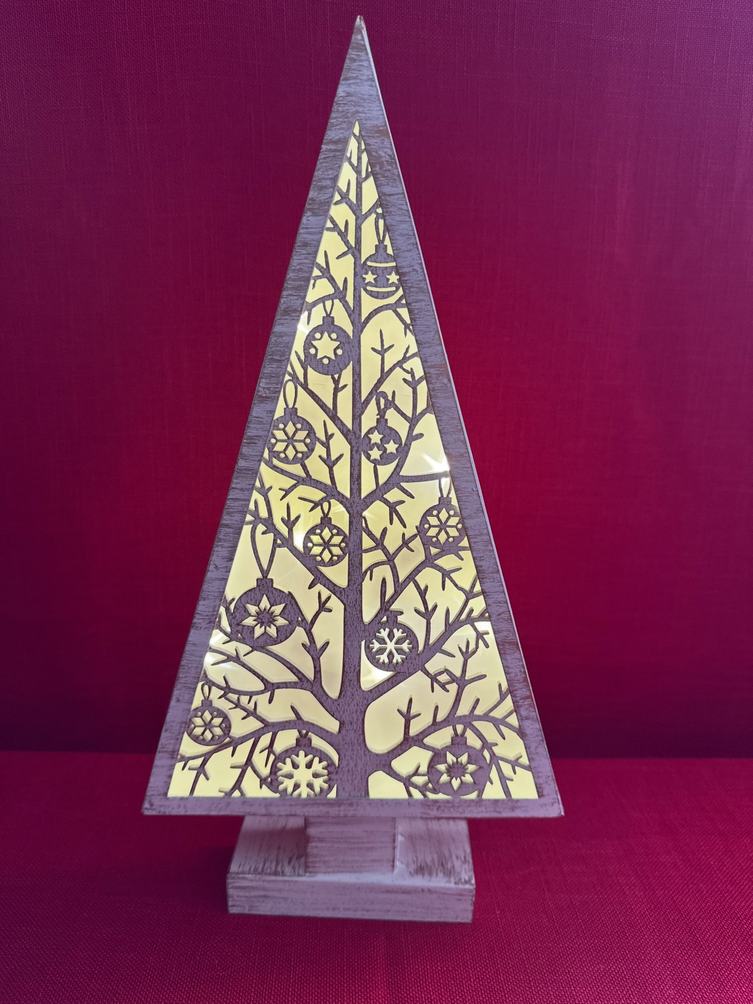 Árbol Navideño de metal blanco estilo vintage,con luz