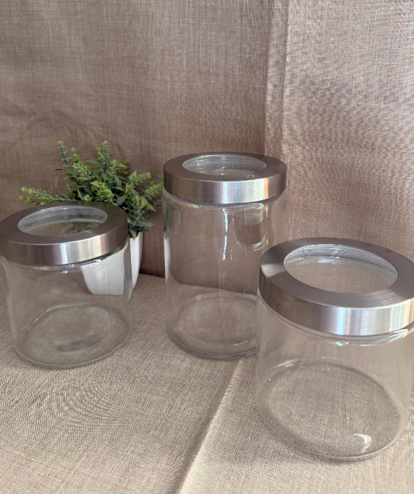 Set de Contenedores Vidrio con Tapa Metal