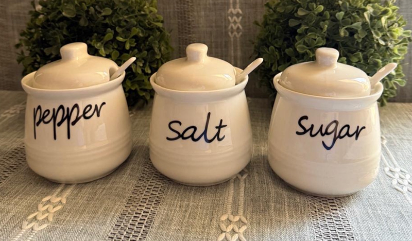 Set de Saleros de Cerámica Sal, Azúcar y Pimienta