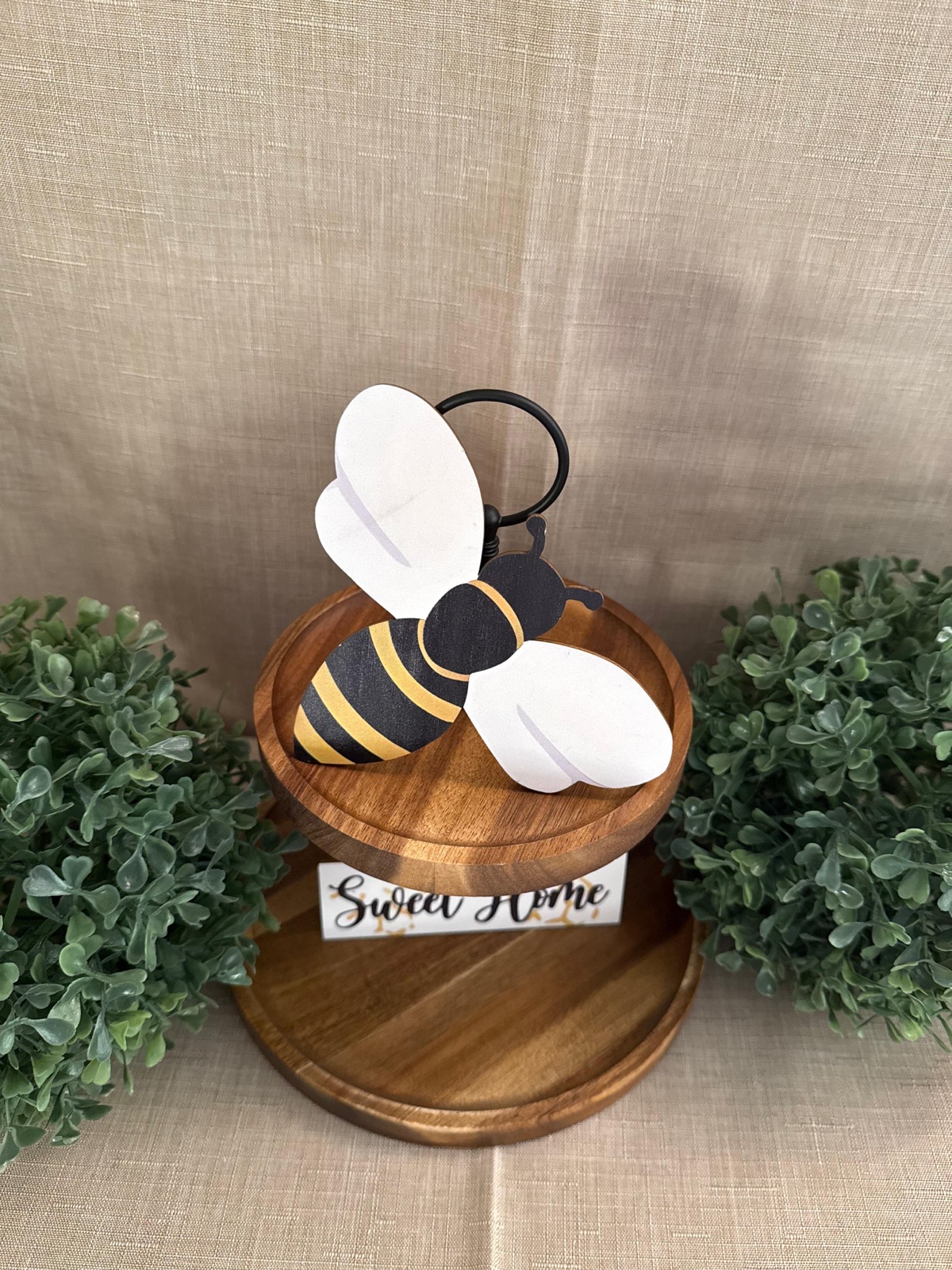 Mini Try 2 Niveles Madera con Varilla Dorada