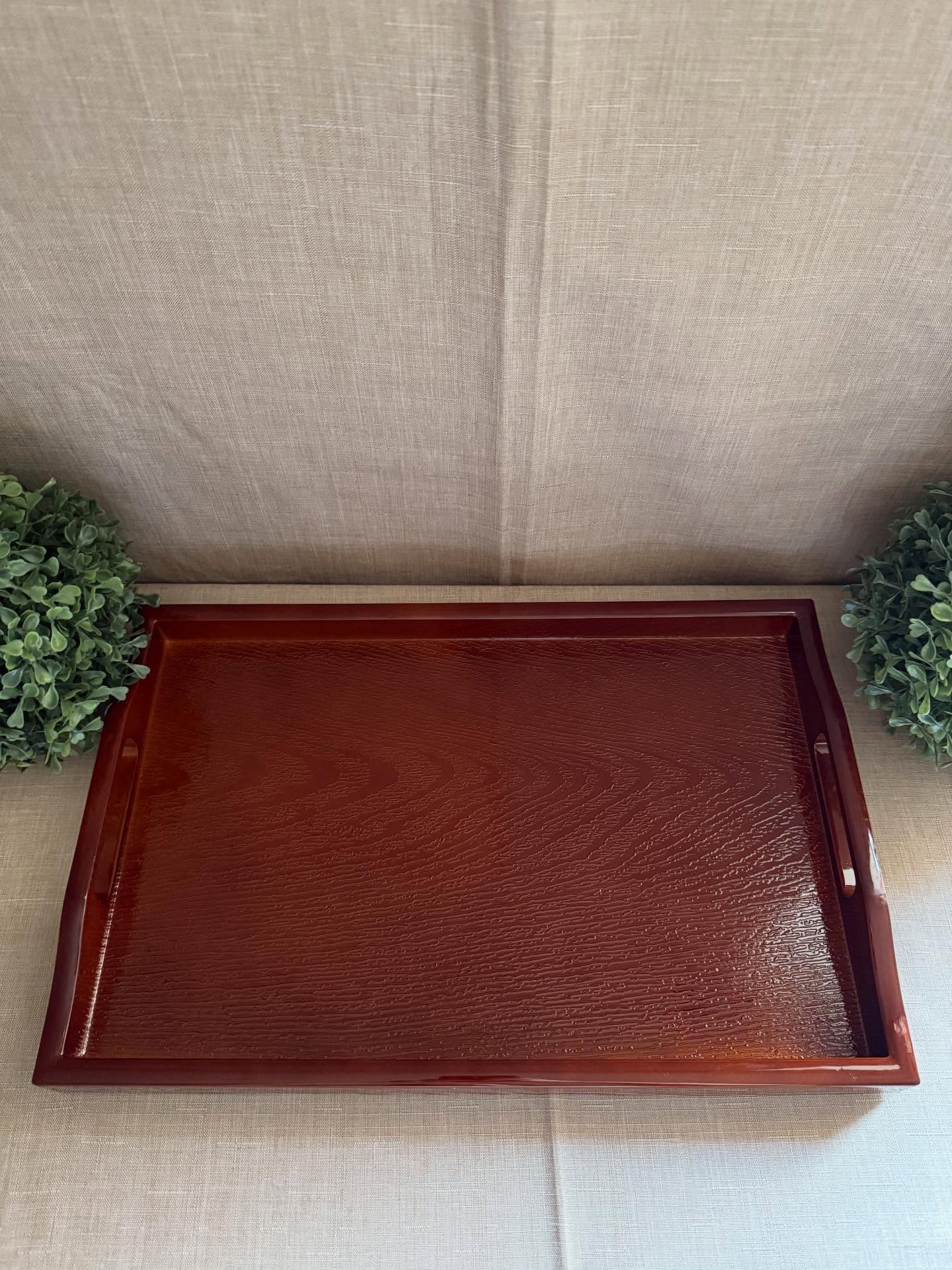 Bandeja de madera café brilloso almacenar artículos del