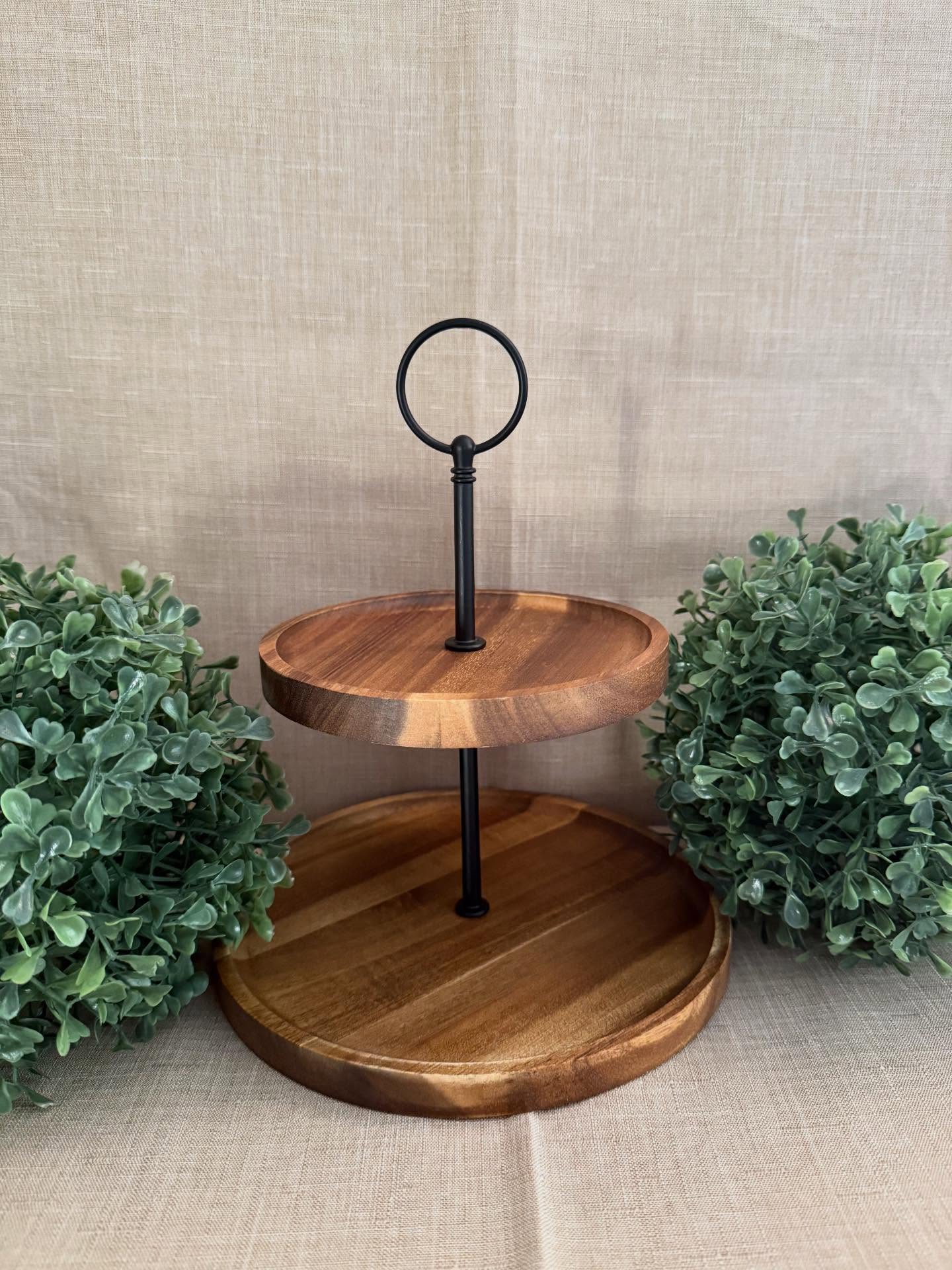 Mini Try de dos niveles de madera elegante,puedes